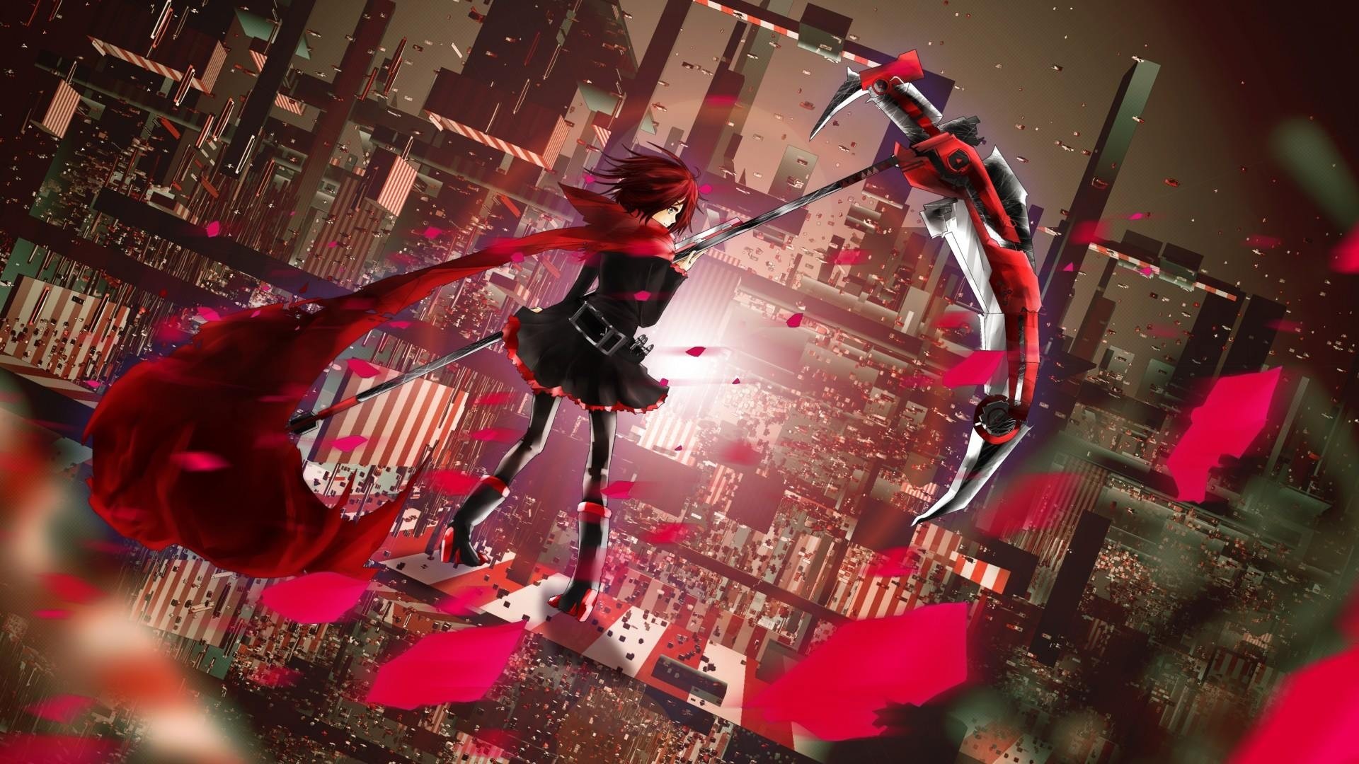 Ruby Rose from RWBY in a city HD Wallpaper