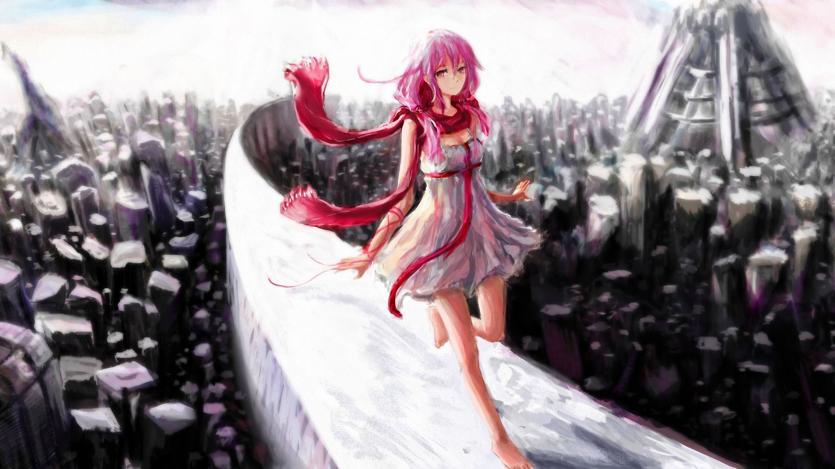 Yuzuriha Inori from Guilty Crown in a city HD Wallpaper