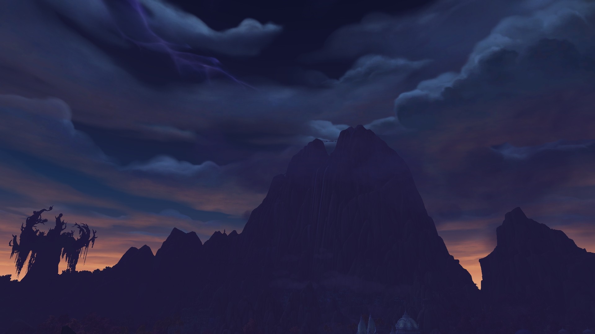 World of Warcraft: Legion screenshot of mountains at dusk HD Wallpaper