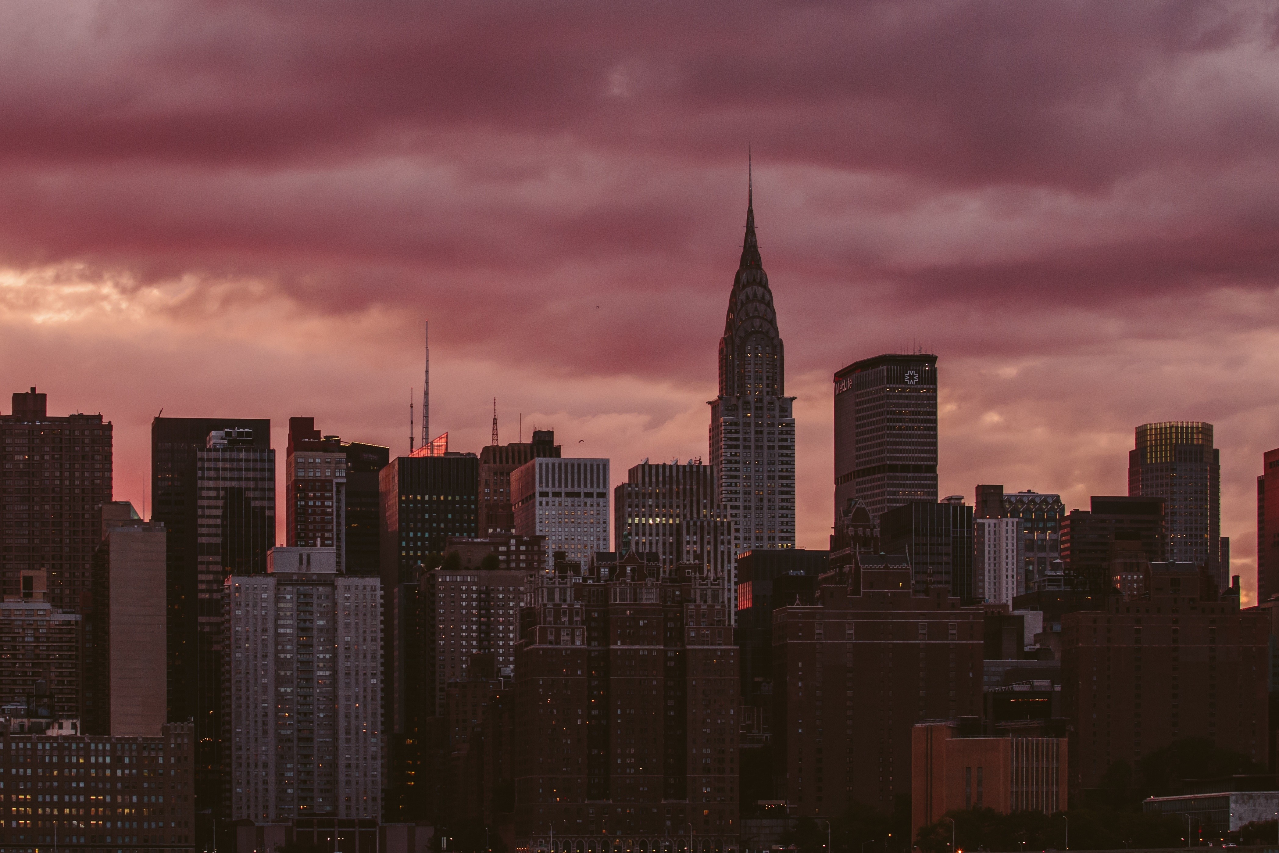 Chrysler Building and New York City Skyline at Sunset HD Wallpaper