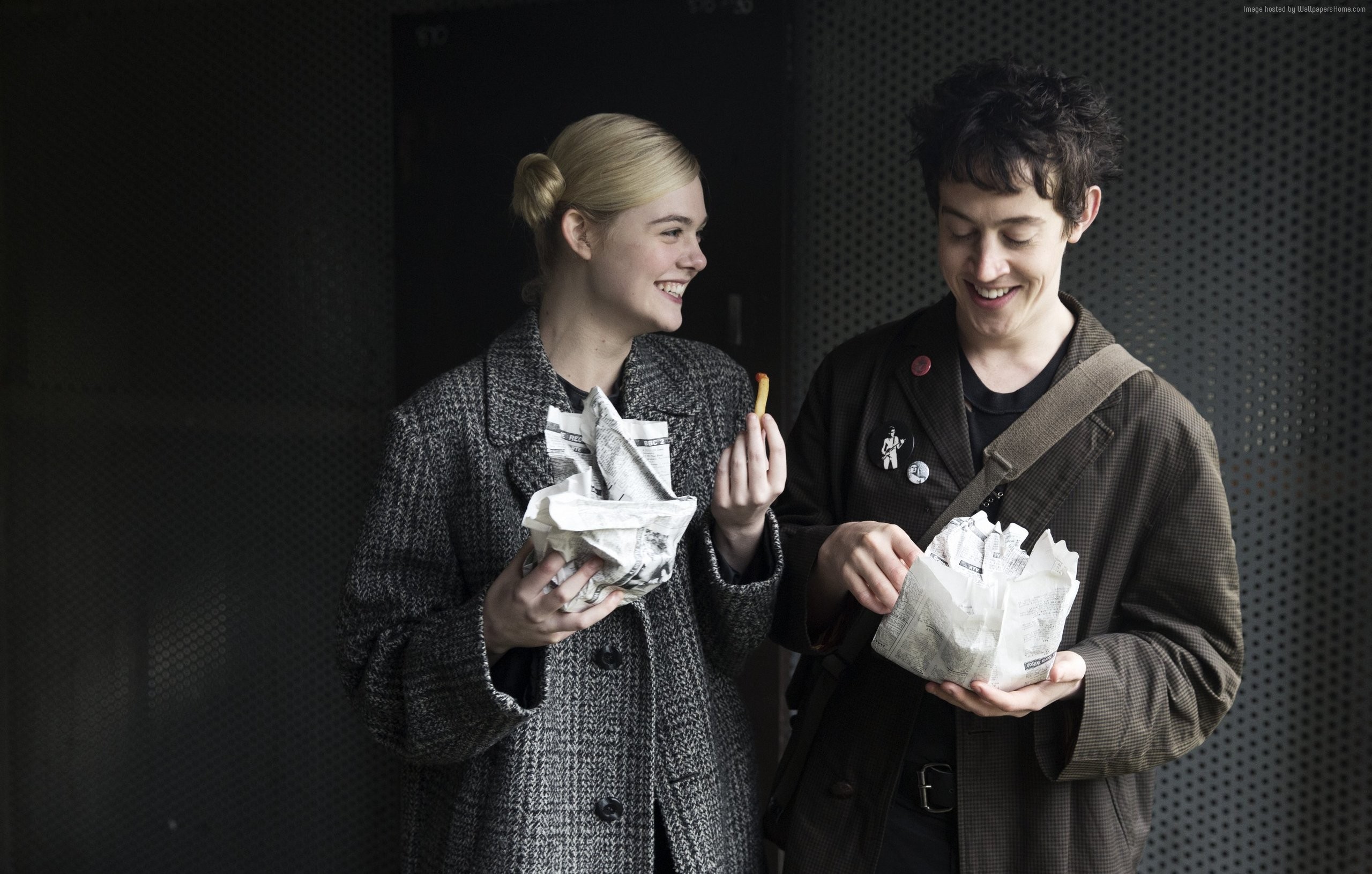 Elle Fanning and Alex Sharp in How to Talk to Girls at Parties HD Wallpaper