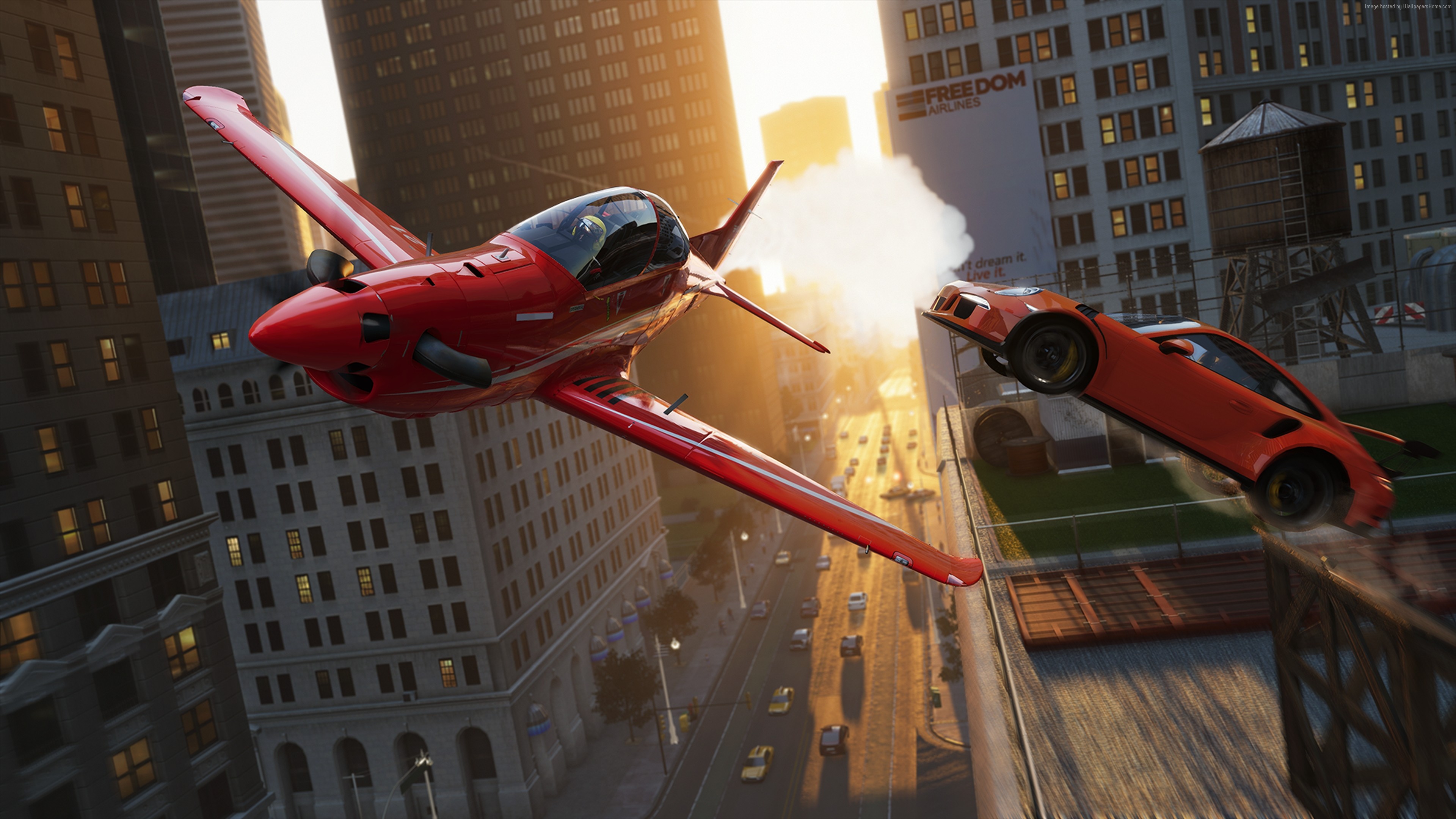 The Crew 2 4K screenshot: Plane and car stunt HD Wallpaper