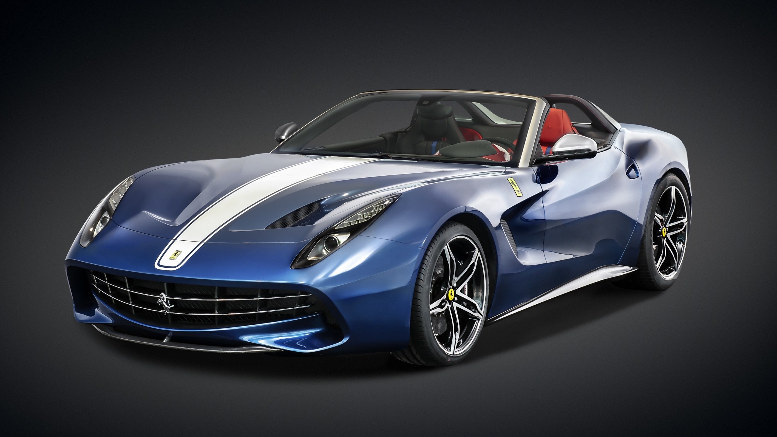 Blue Ferrari F60 America convertible with white stripe HD Wallpaper
