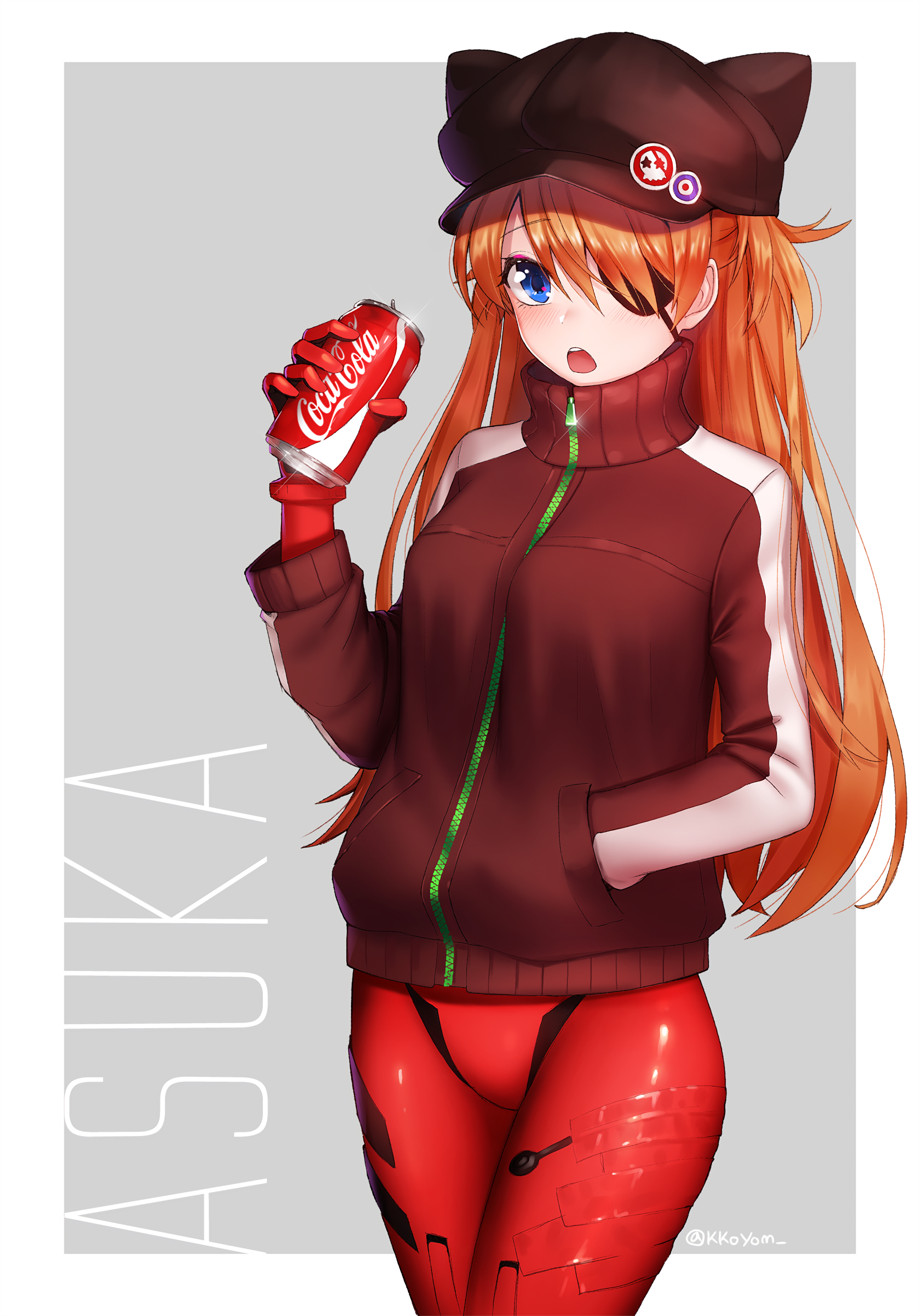 Asuka Langley Soryu from Neon Genesis Evangelion holding Coca-Cola HD Wallpaper