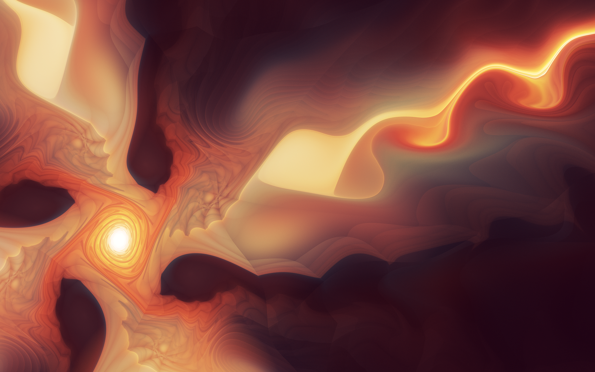 Abstract fractal art with glowing light and dark tones HD Wallpaper