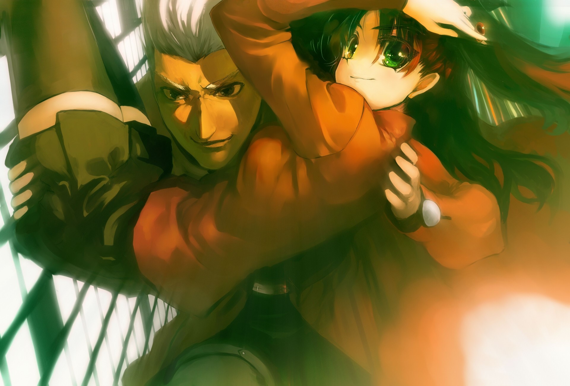 Rin Tohsaka and Archer from Fate/stay night HD Wallpaper