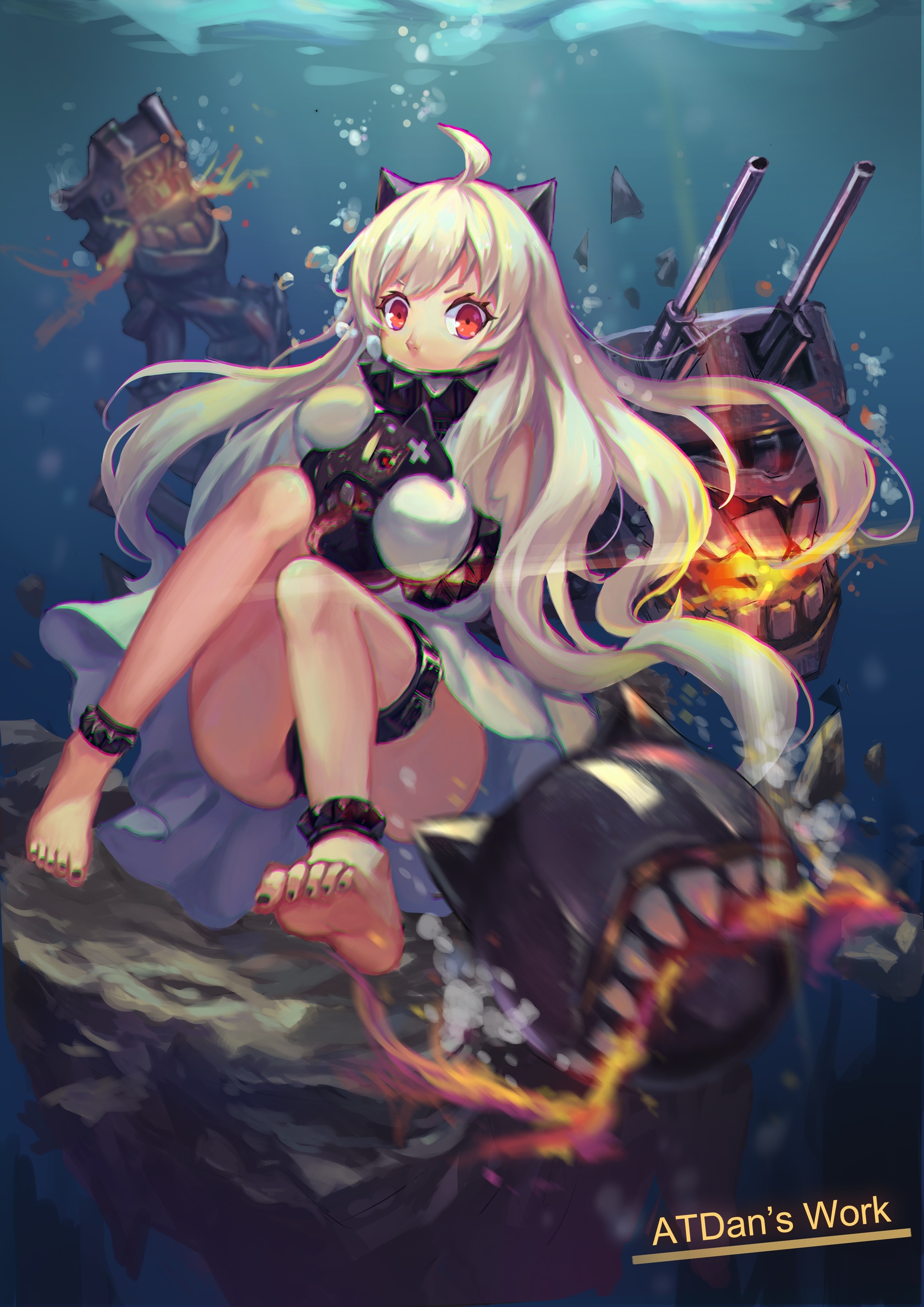Northern Ocean Hime from Kantai Collection underwater HD Wallpaper