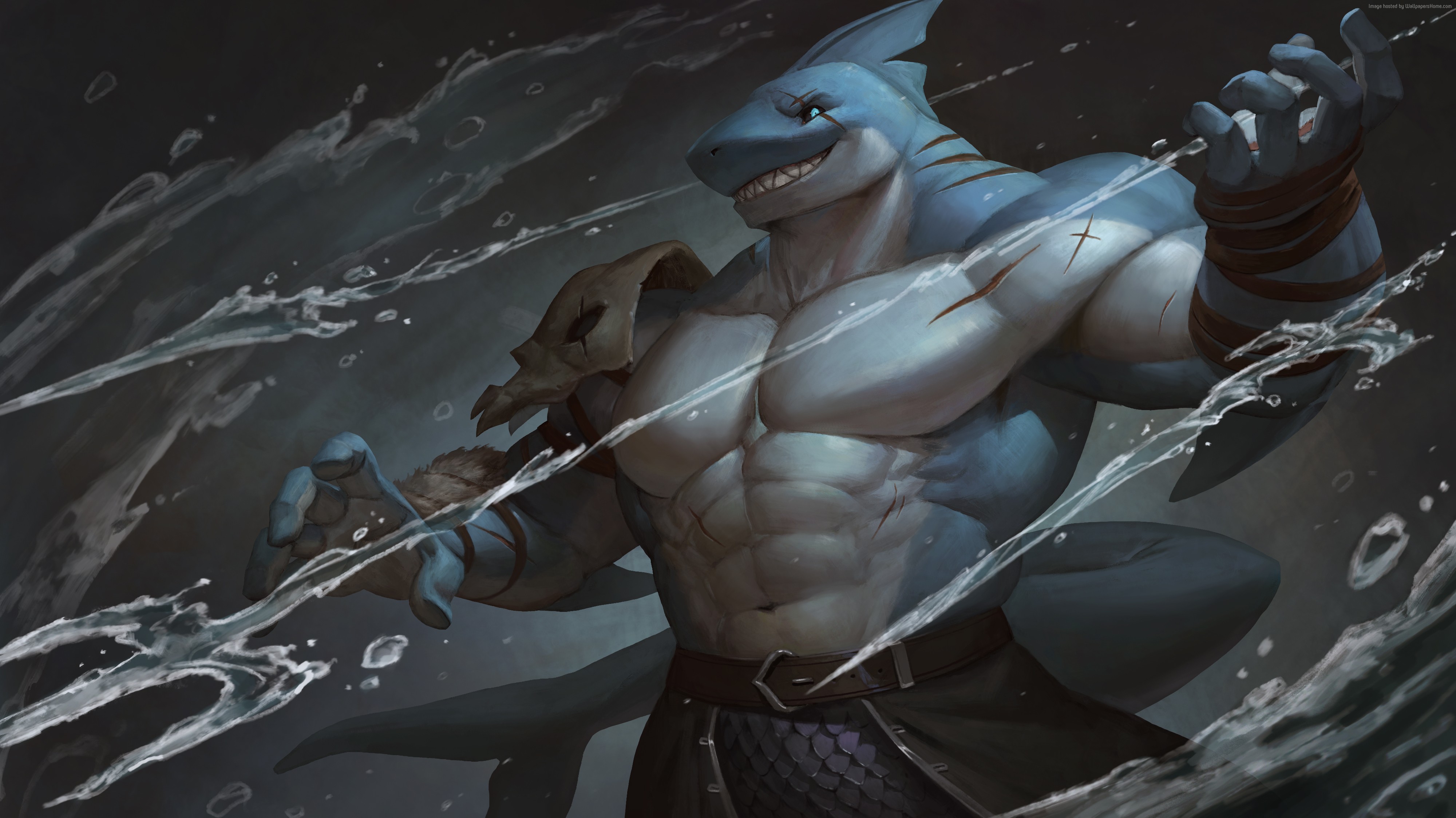 Shark Warrior with Trident HD Wallpaper