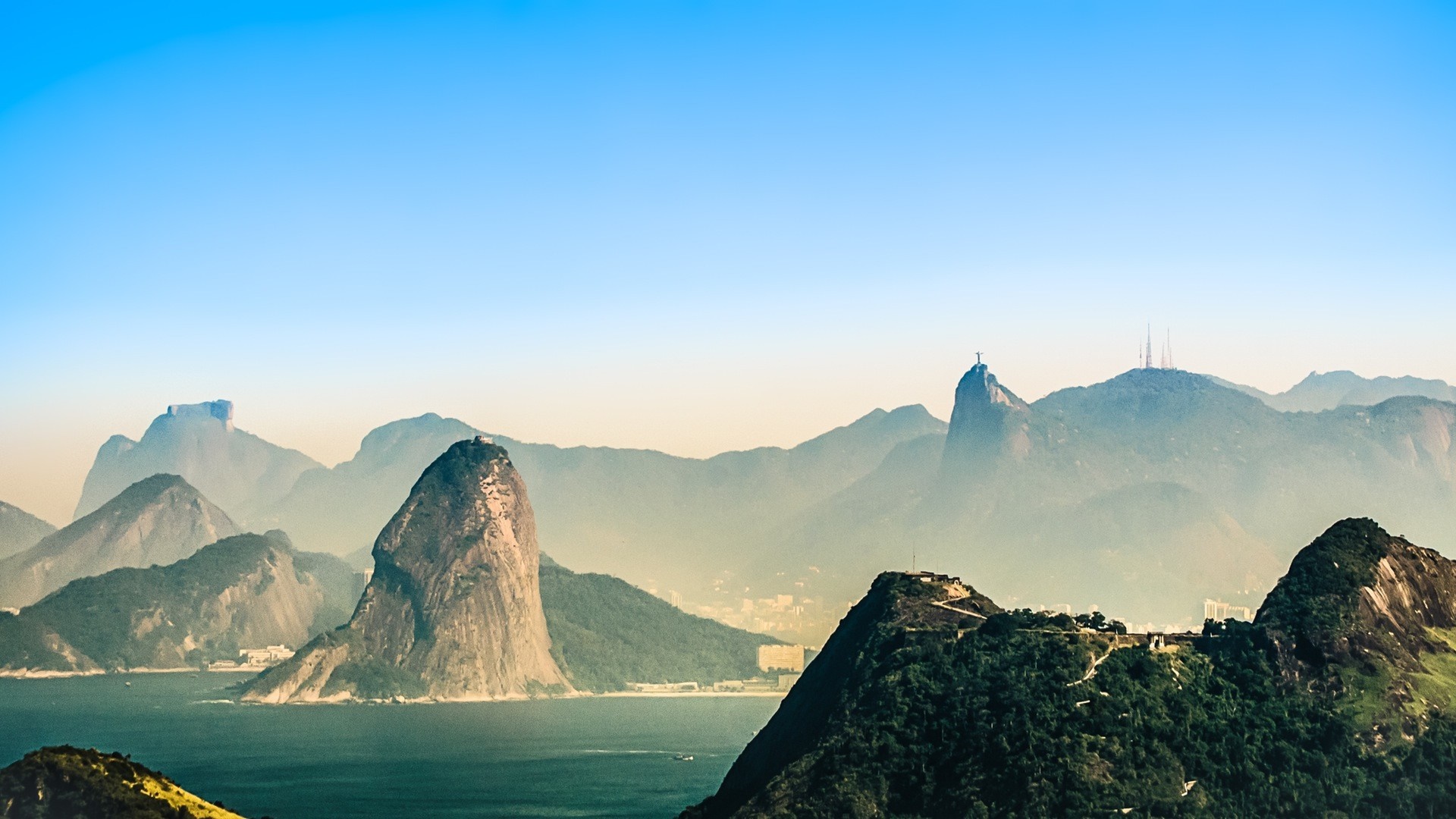 Mountains and Sea in Rio de Janeiro, Brazil HD Wallpaper