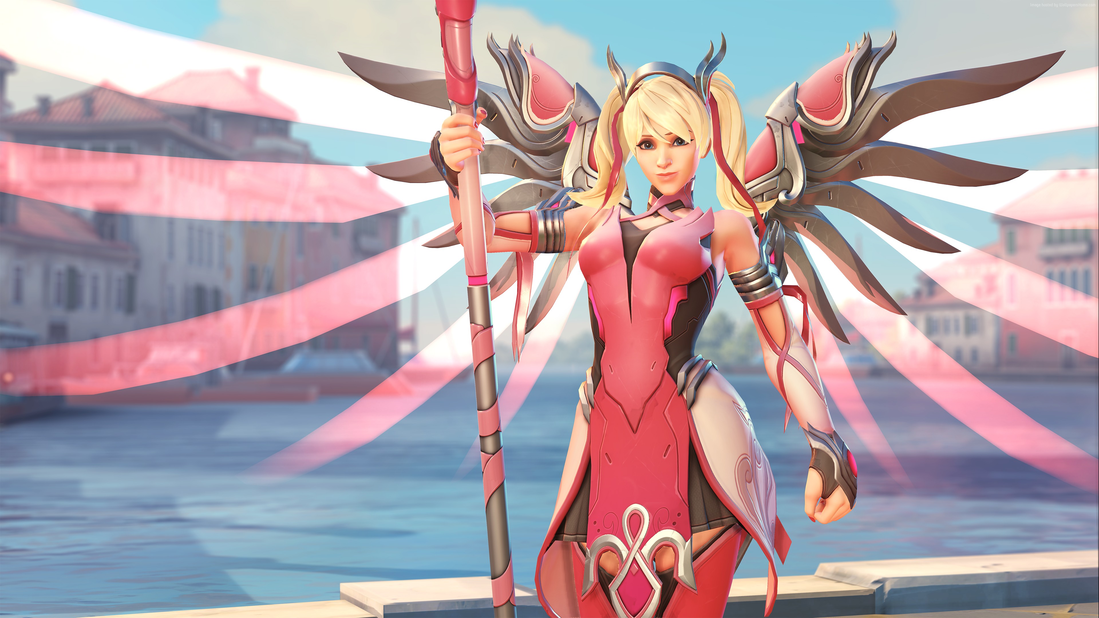 Mercy from Overwatch Pink Mercy Skin 4K HD Wallpaper
