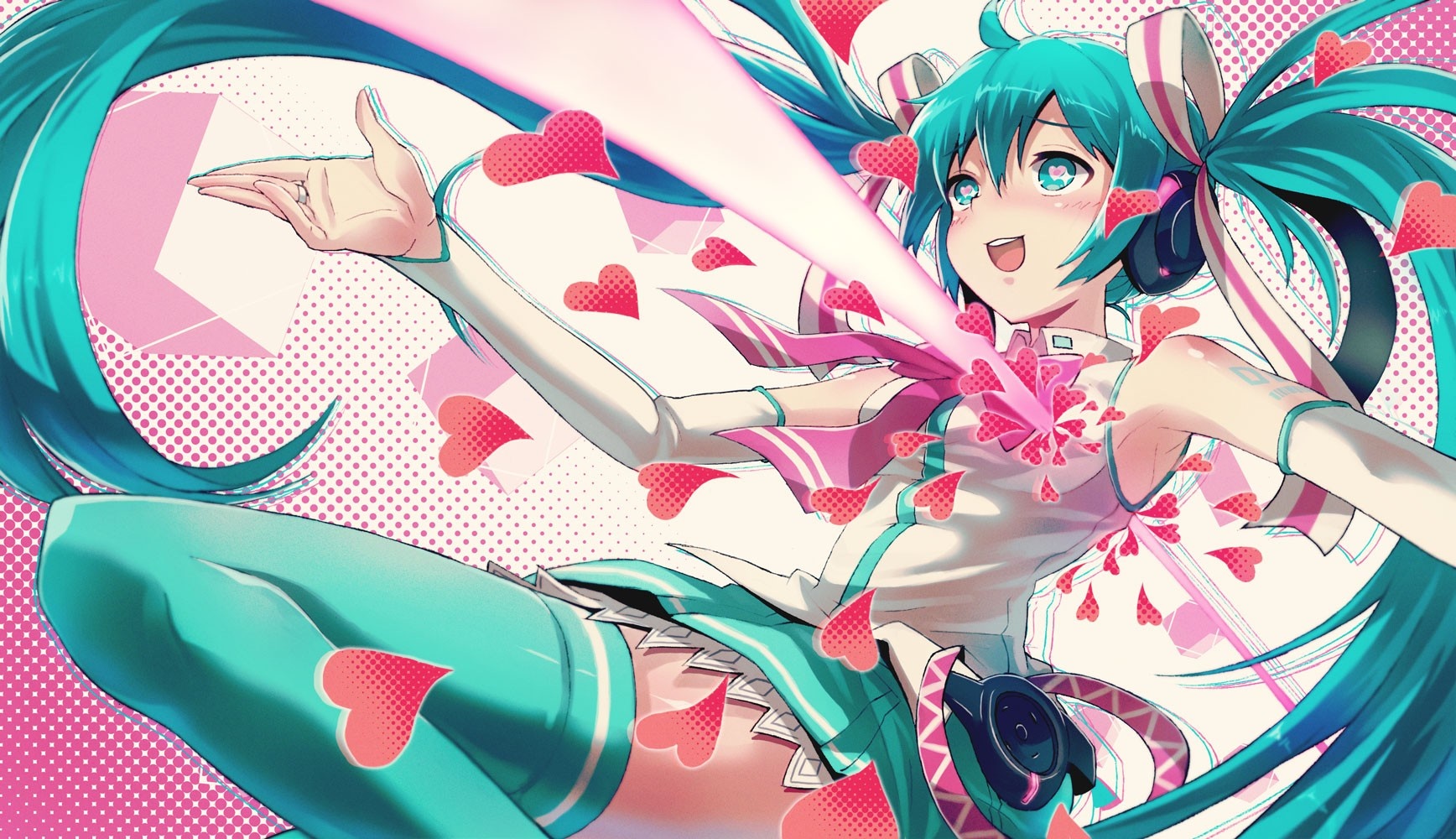 Hatsune Miku with Hearts HD Wallpaper