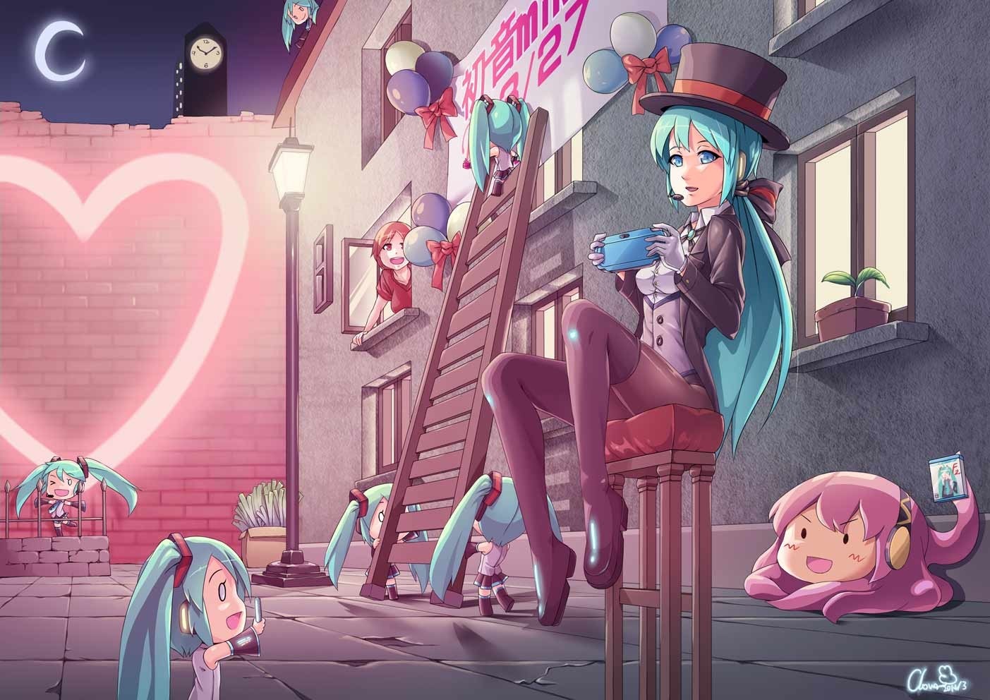 Hatsune Miku and friends celebrating HD Wallpaper