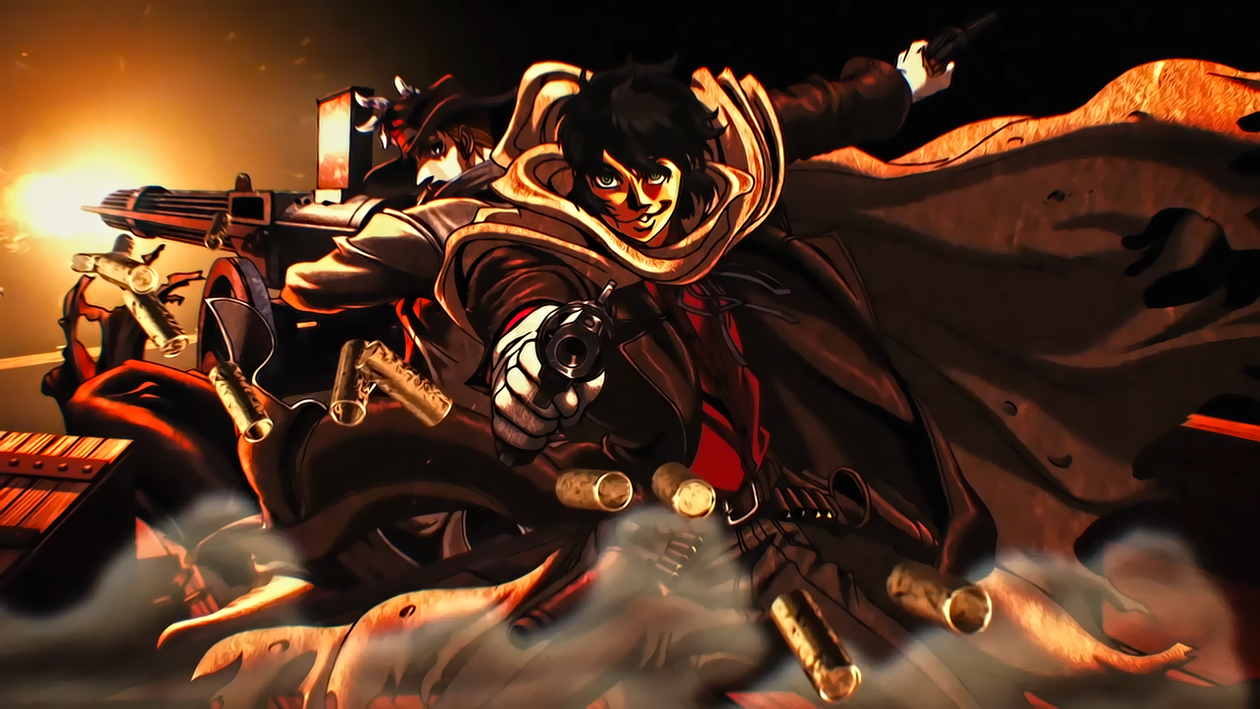 Shimazu Toyohisa from Drifters firing a gun HD Wallpaper