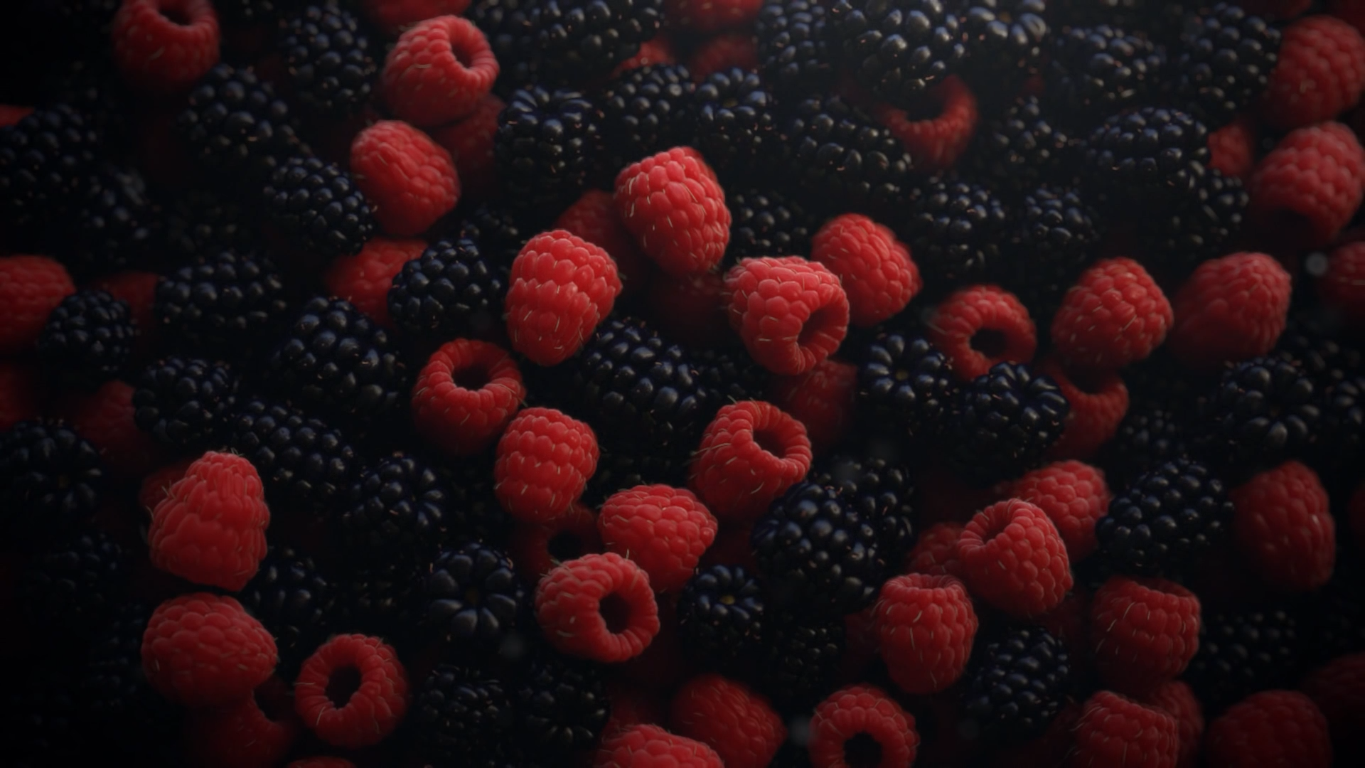 Close-up of fresh raspberries and blackberries HD Wallpaper