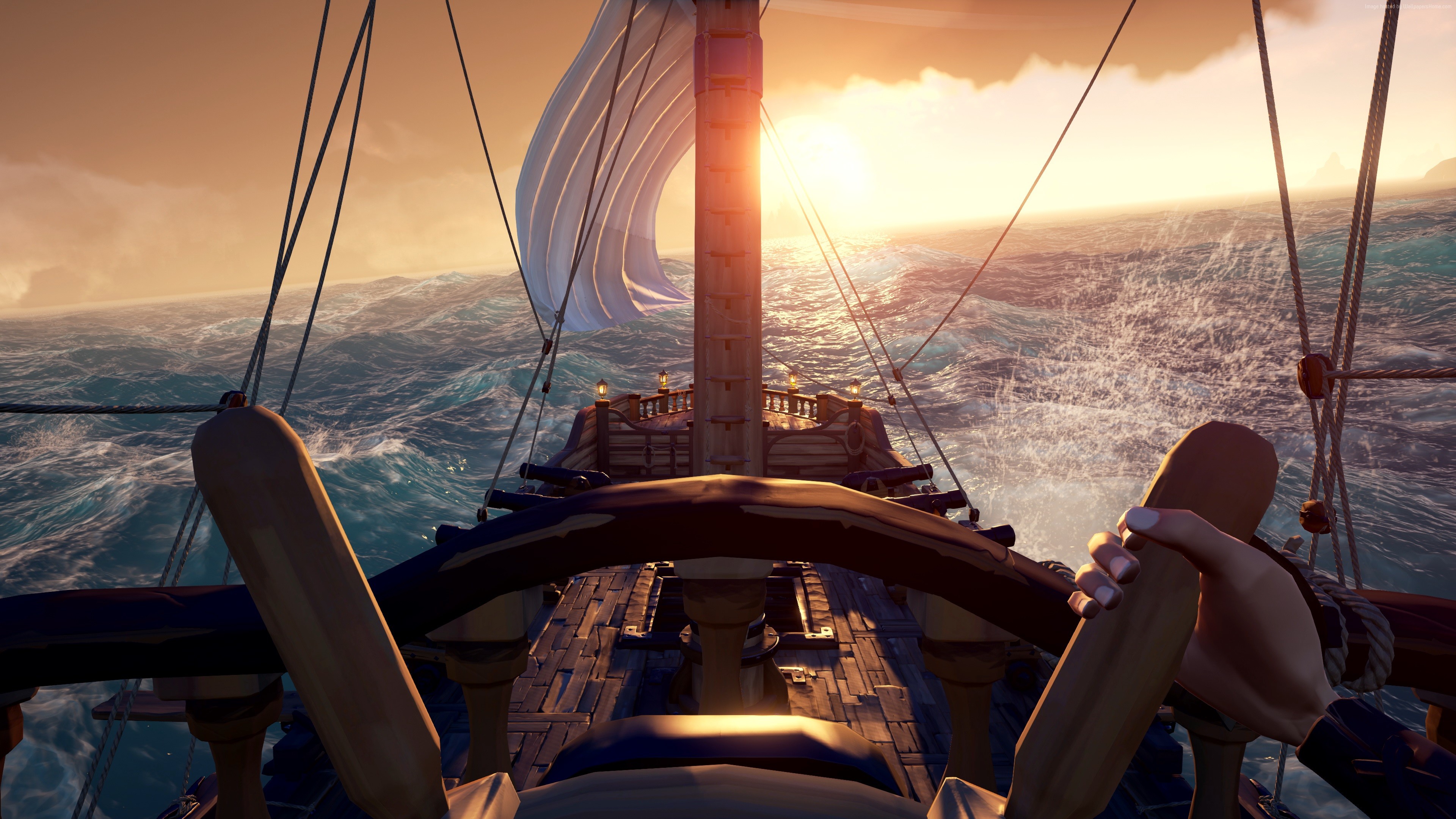 4K Sea of Thieves screenshot of a ship at sea HD Wallpaper