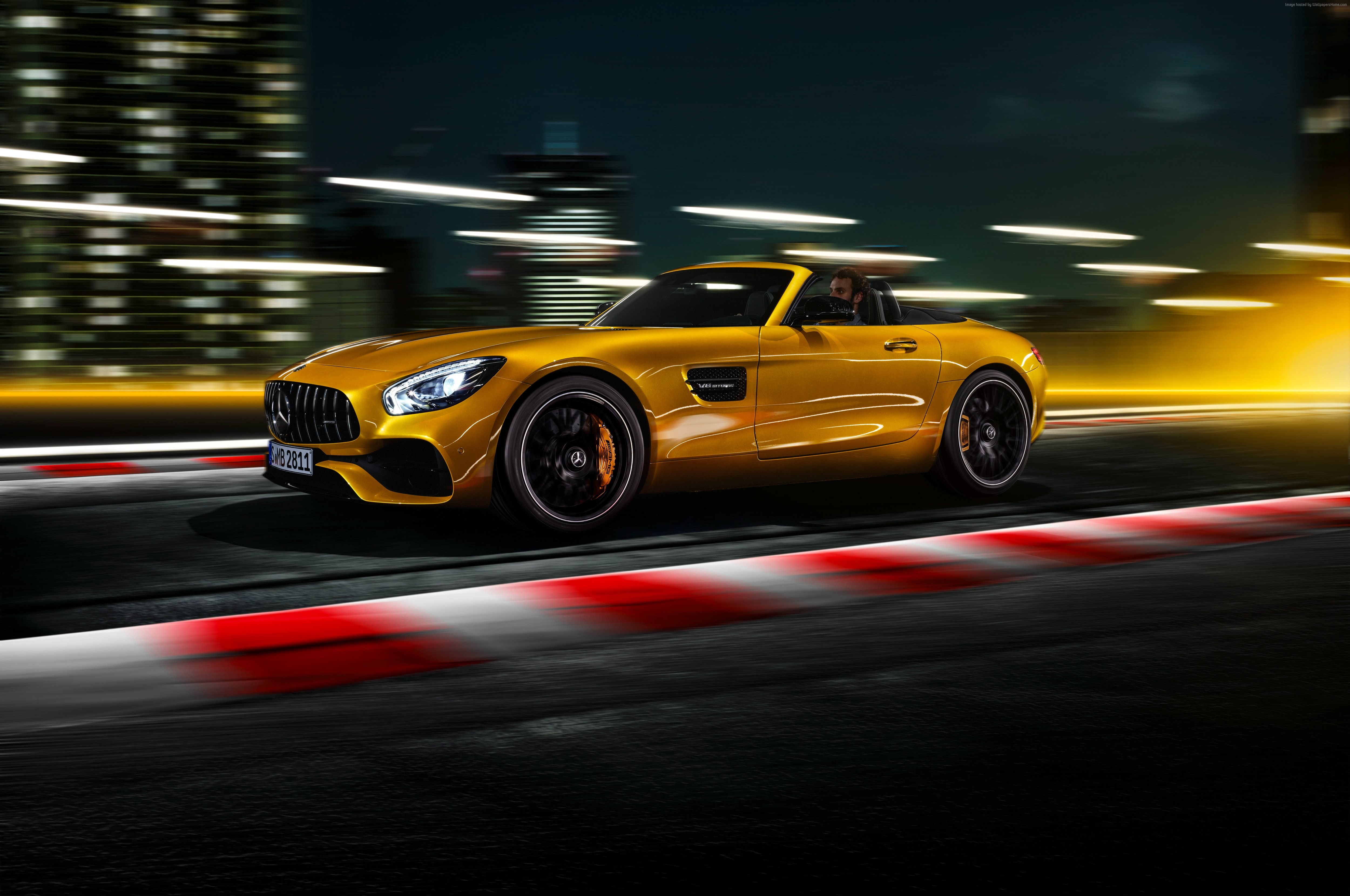 Yellow Mercedes-Benz AMG GT S Roadster on a Racetrack 4K HD Wallpaper
