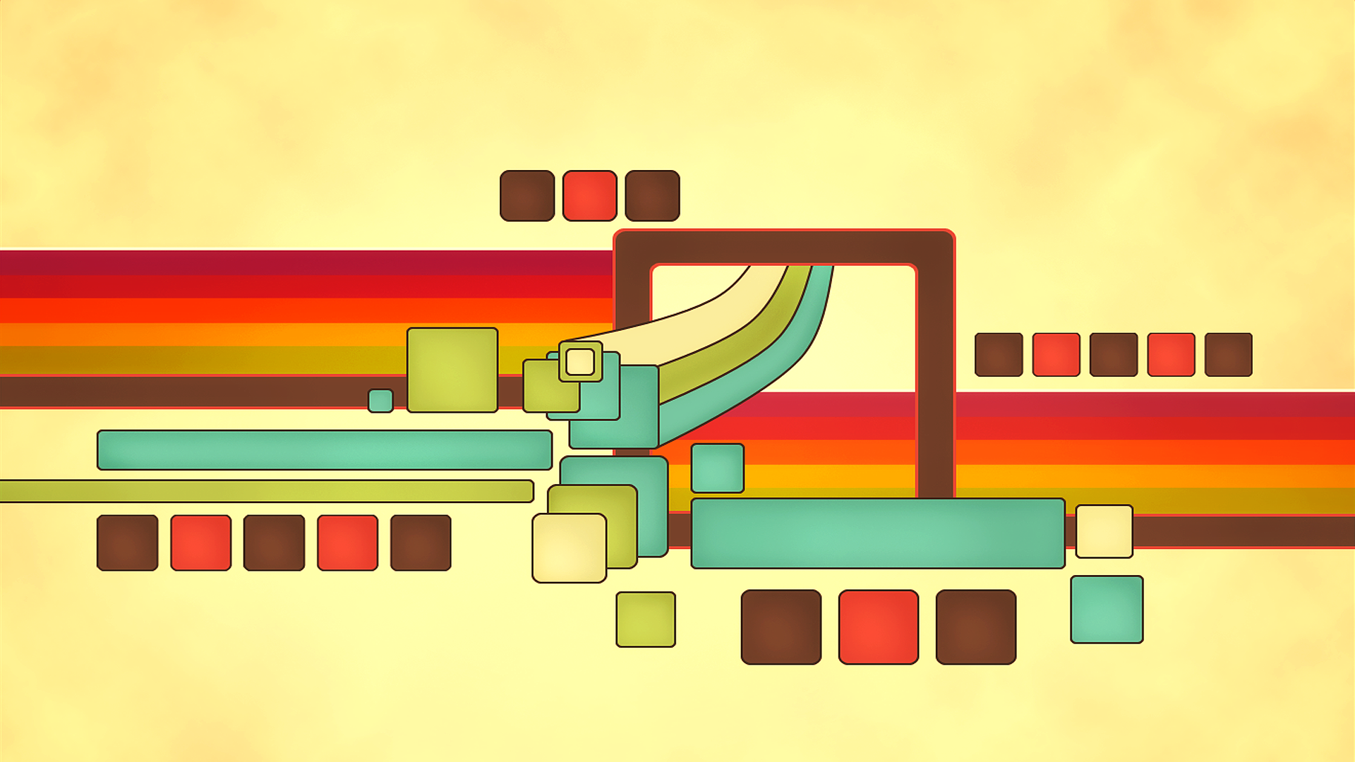 Abstract retro design with colorful stripes and squares HD Wallpaper