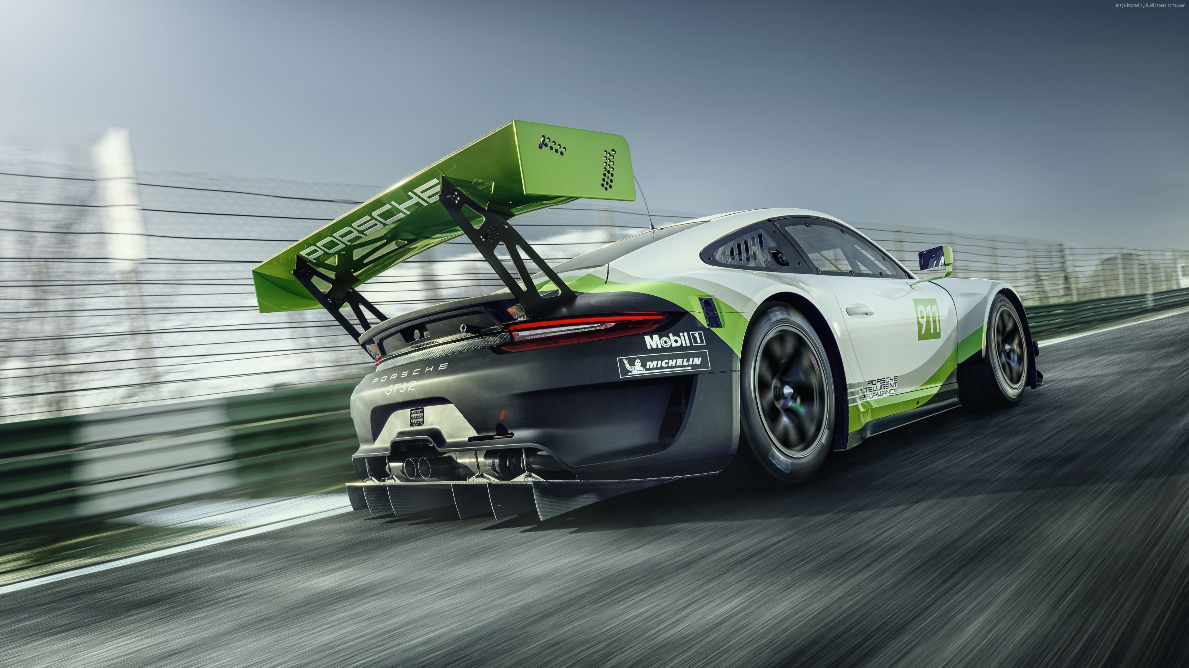 Porsche 911 GT3 R race car on track HD Wallpaper