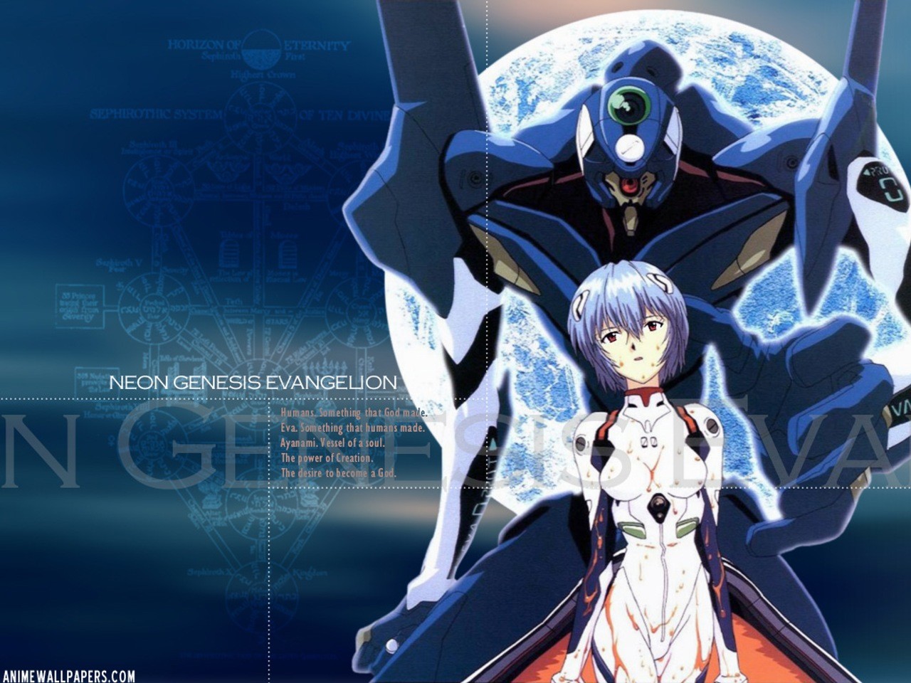 Rei Ayanami and Eva Unit-00 from Neon Genesis Evangelion HD Wallpaper