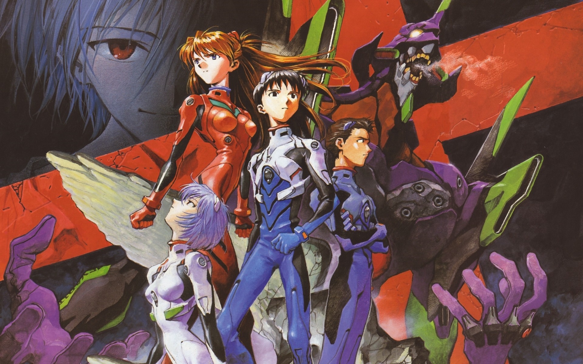 Neon Genesis Evangelion characters and Eva units HD Wallpaper