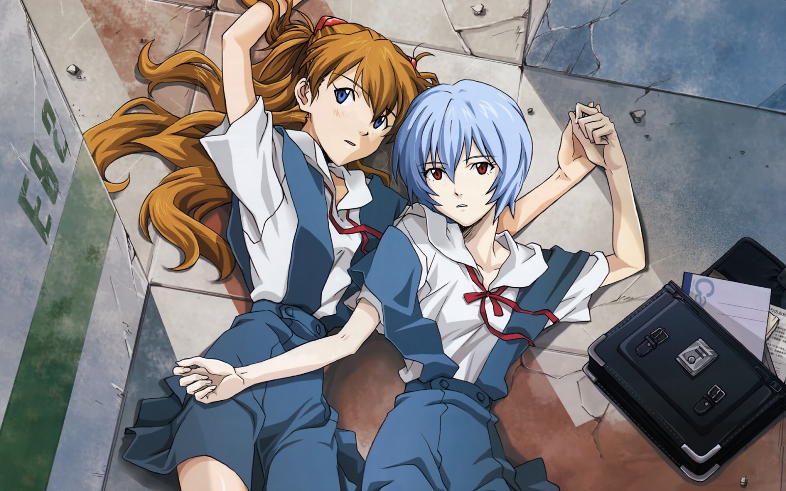 Asuka Langley Soryu and Rei Ayanami from Neon Genesis Evangelion HD Wallpaper