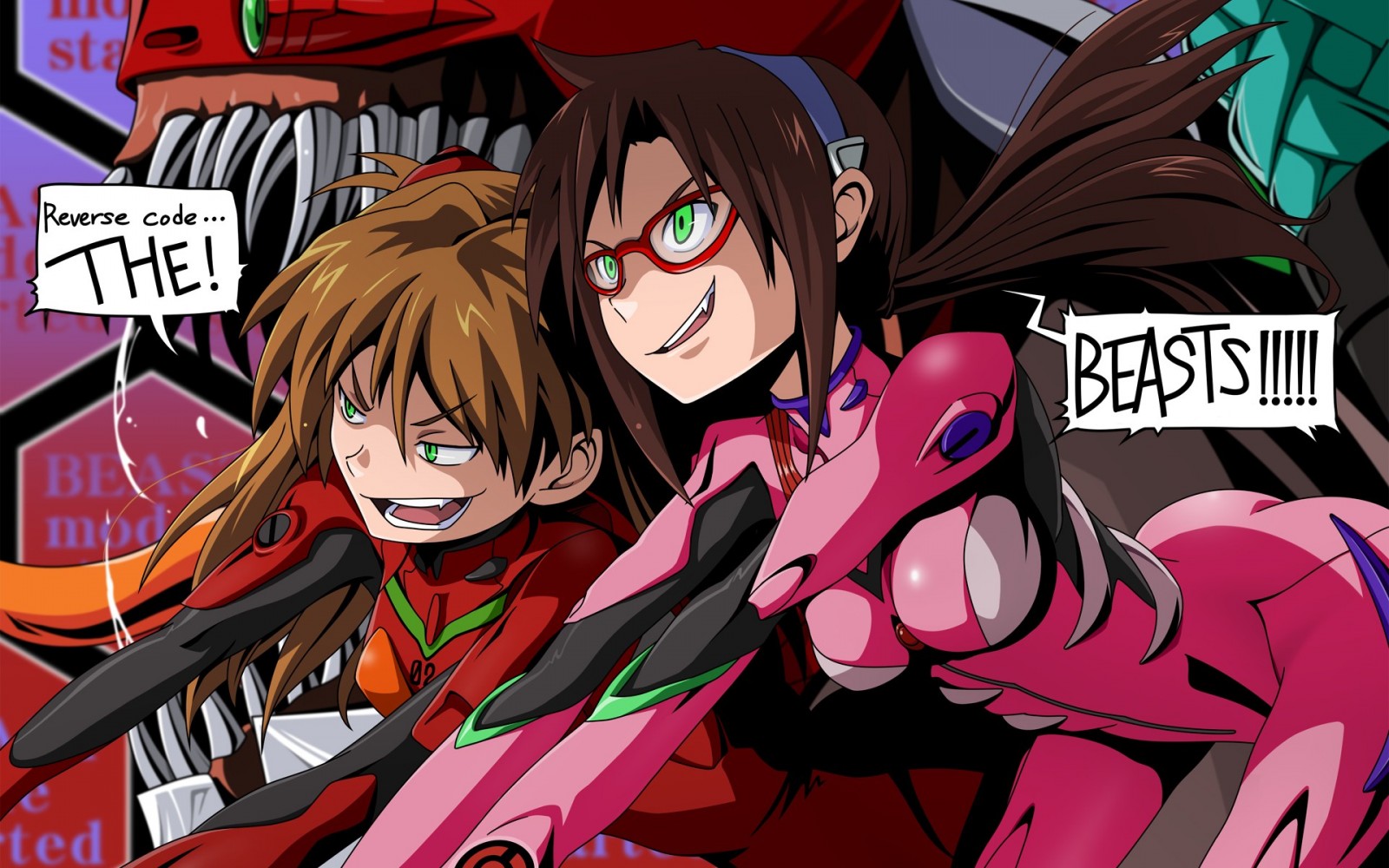 Asuka and Mari from Neon Genesis Evangelion HD Wallpaper