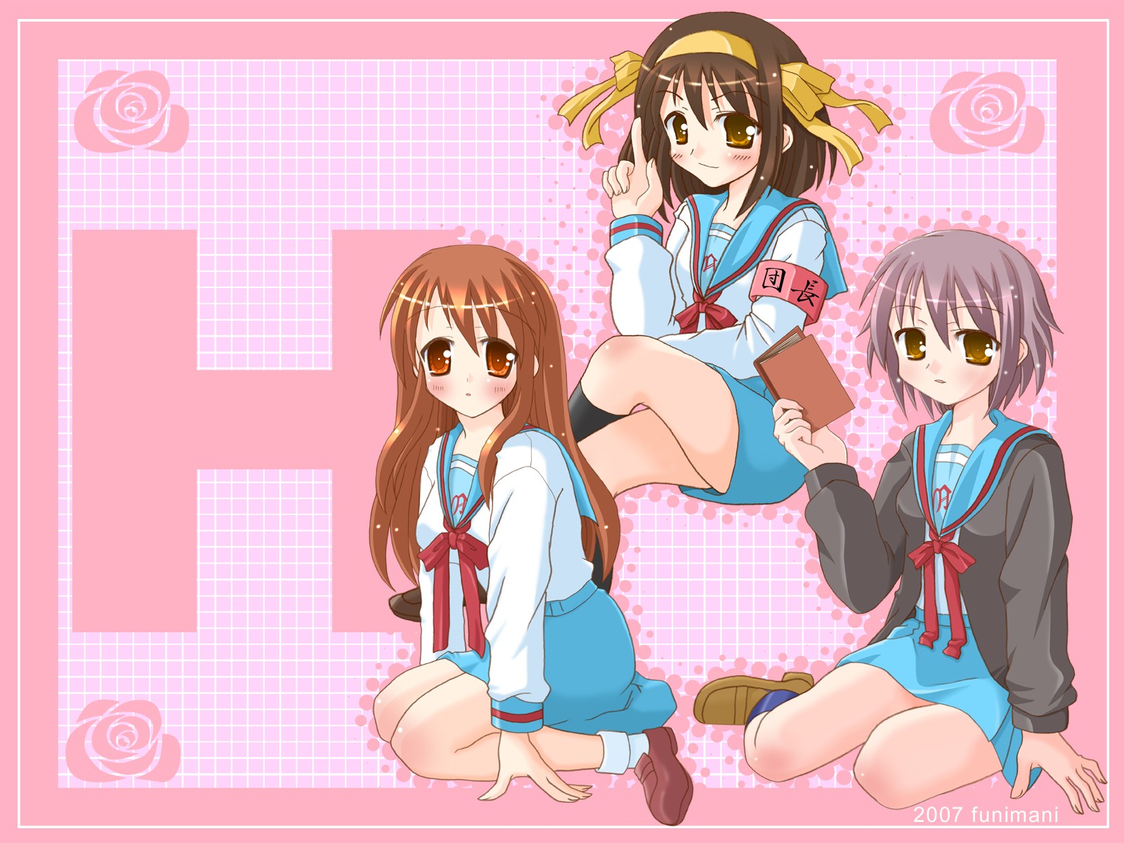The Melancholy of Haruhi Suzumiya characters illustration HD Wallpaper