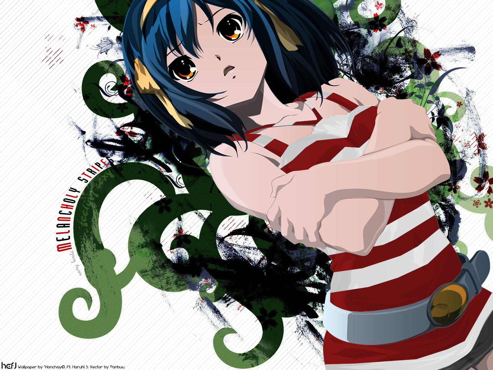 The Melancholy of Haruhi Suzumiya illustration HD Wallpaper