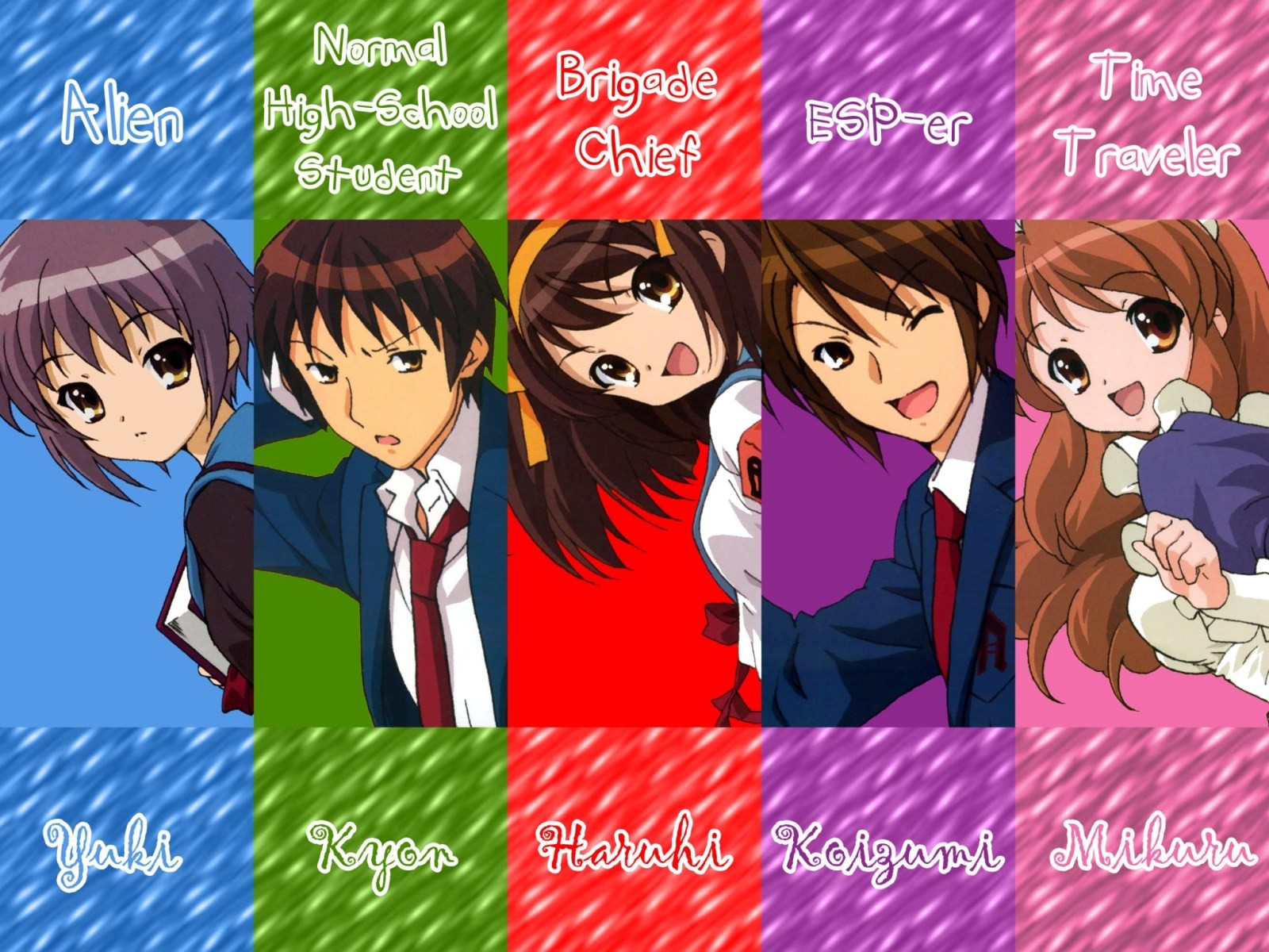 The Melancholy of Haruhi Suzumiya characters HD Wallpaper