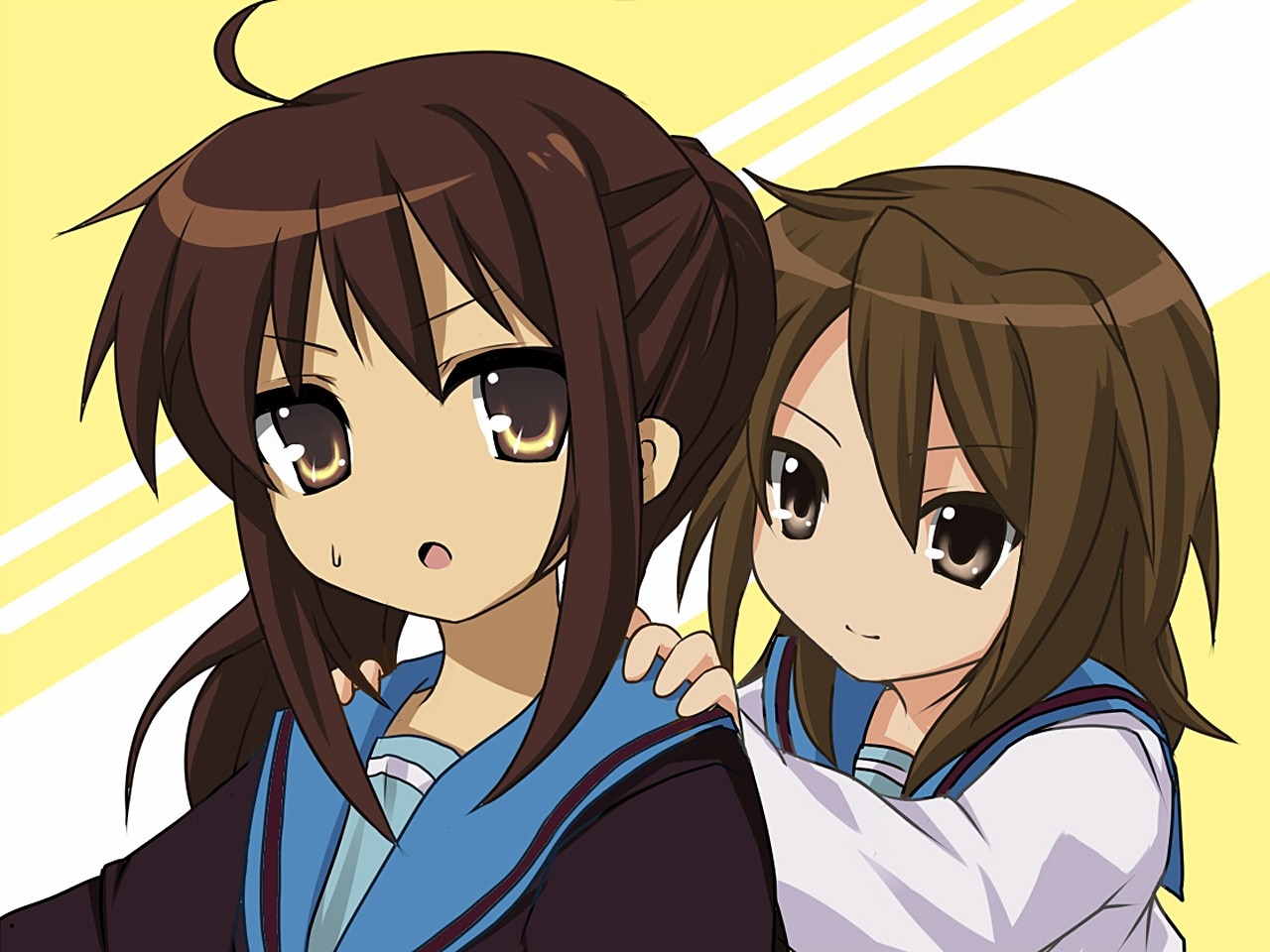 Three girls from The Melancholy of Haruhi Suzumiya HD Wallpaper