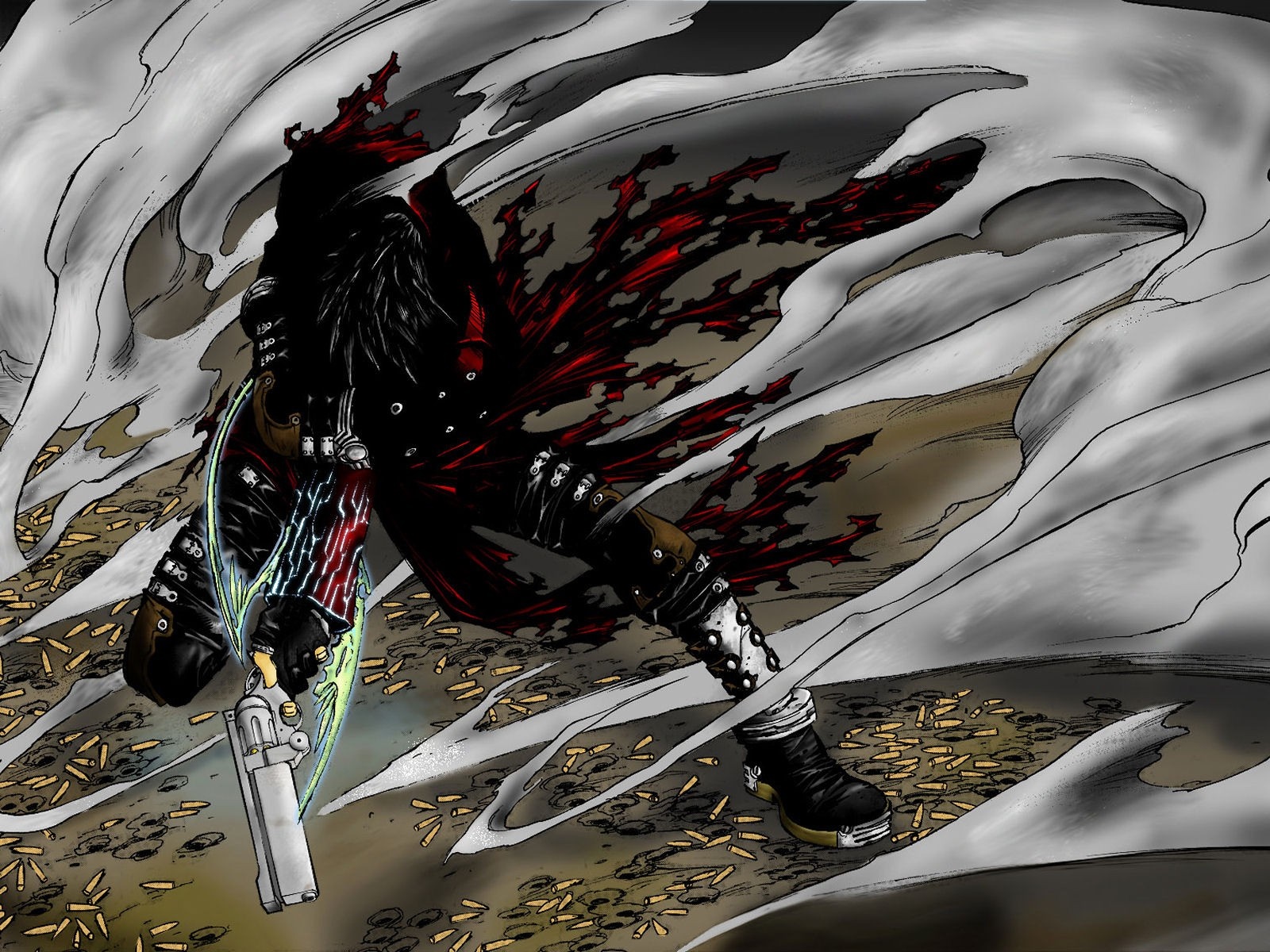 Vash the Stampede from Trigun in a battle scene HD Wallpaper