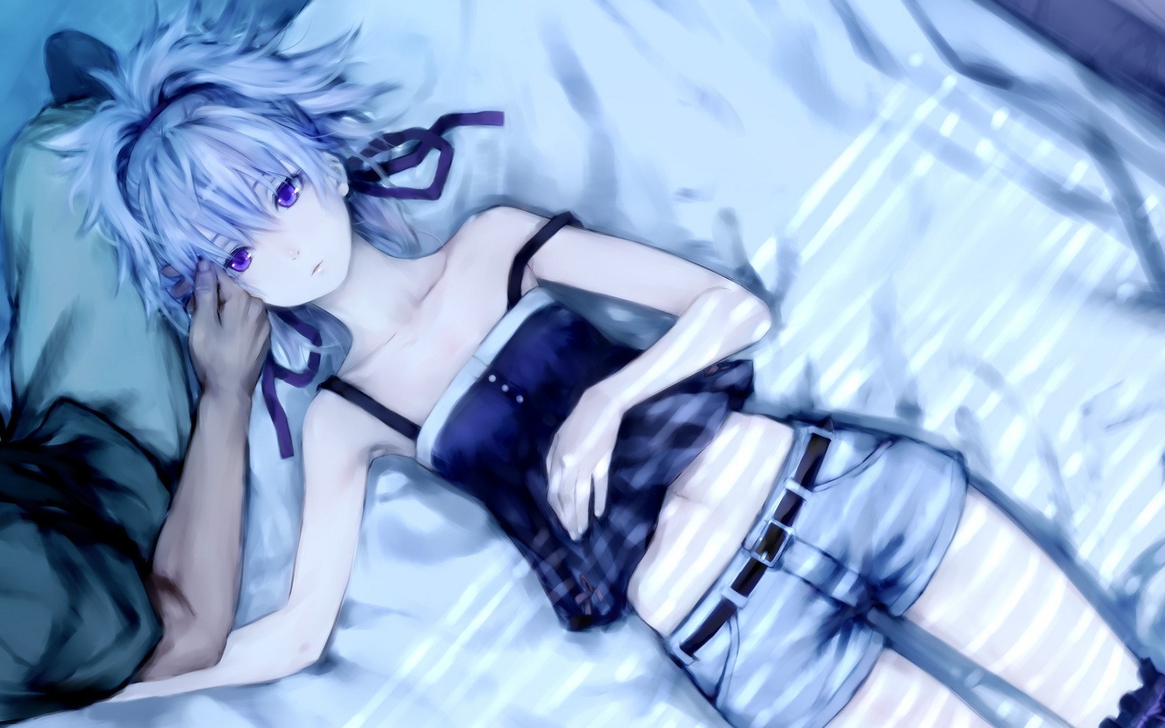 Yin from Darker than Black lying on a bed HD Wallpaper