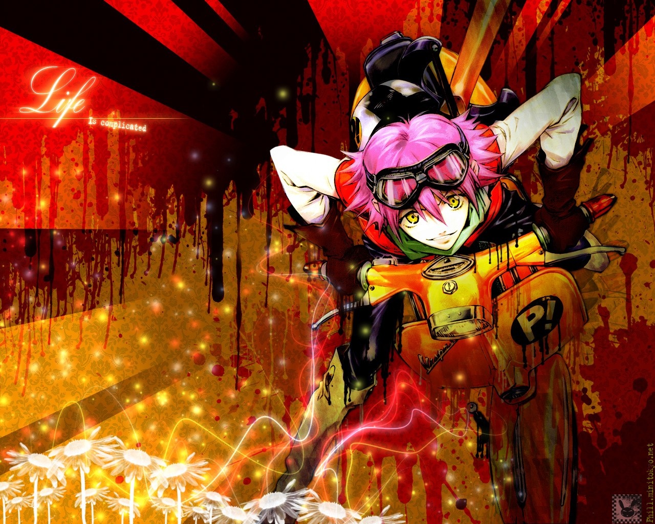 Haruko Haruhara from FLCL on a scooter HD Wallpaper