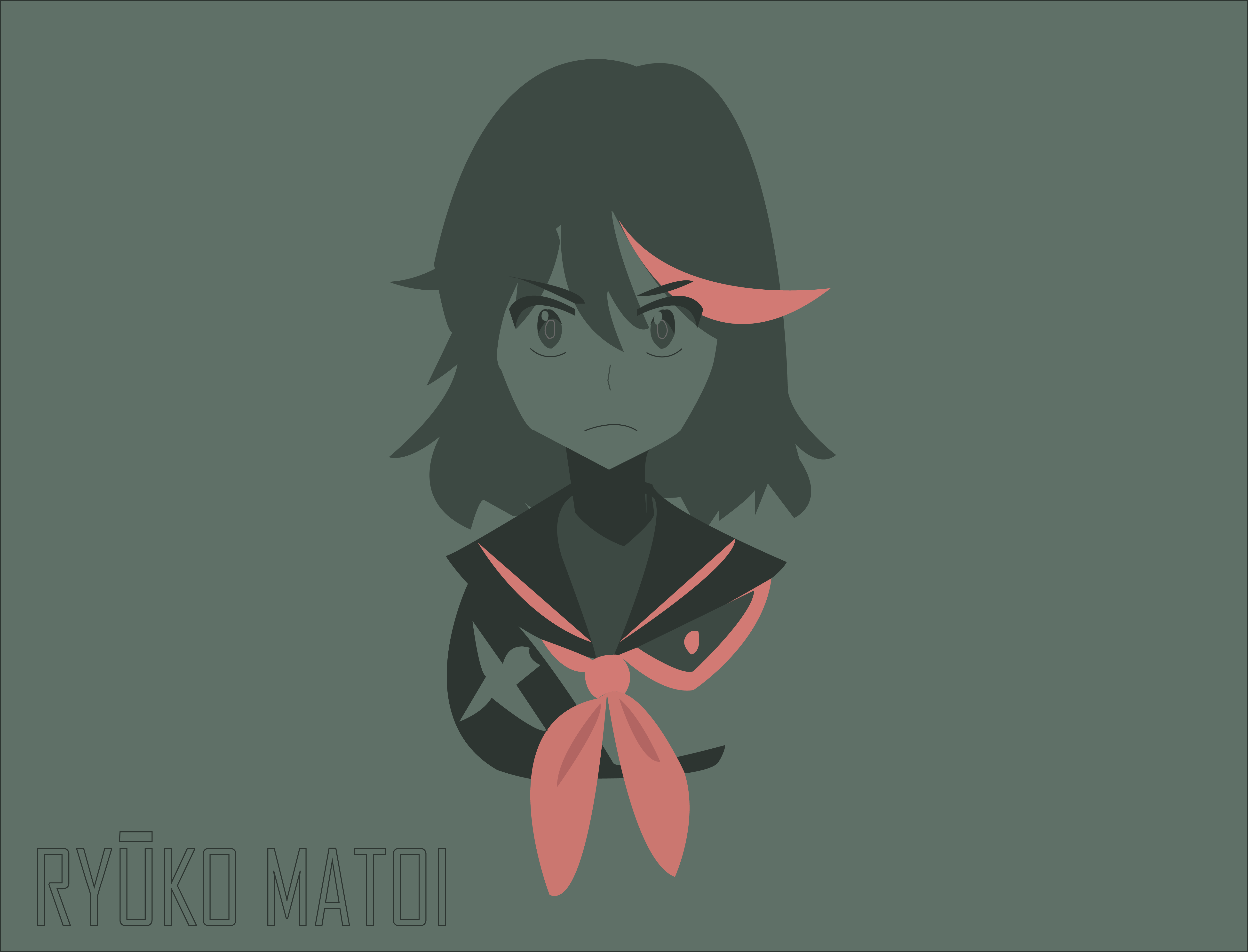 Ryuko Matoi from Kill la Kill minimalist illustration HD Wallpaper