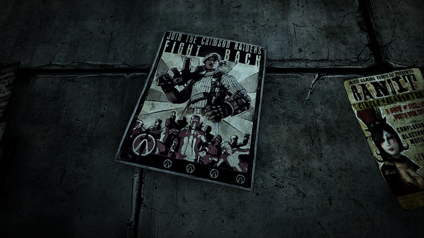 Poster for Crimson Raiders and Bandit event in Borderlands 2 HD Wallpaper