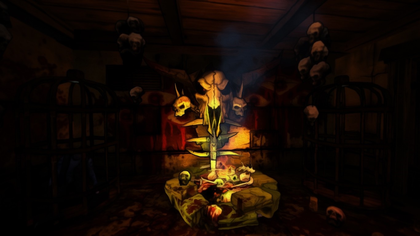Screenshot from Borderlands 2 showing a ritualistic altar HD Wallpaper