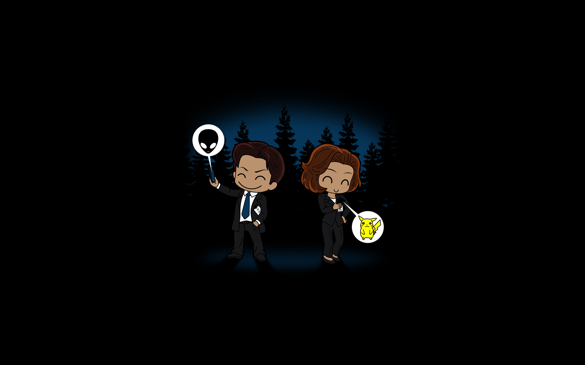 Mulder and Scully from The X-Files with Pokemon HD Wallpaper