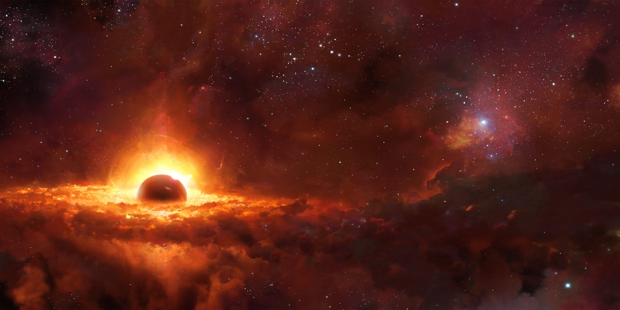 A black hole with an accretion disk in space HD Wallpaper