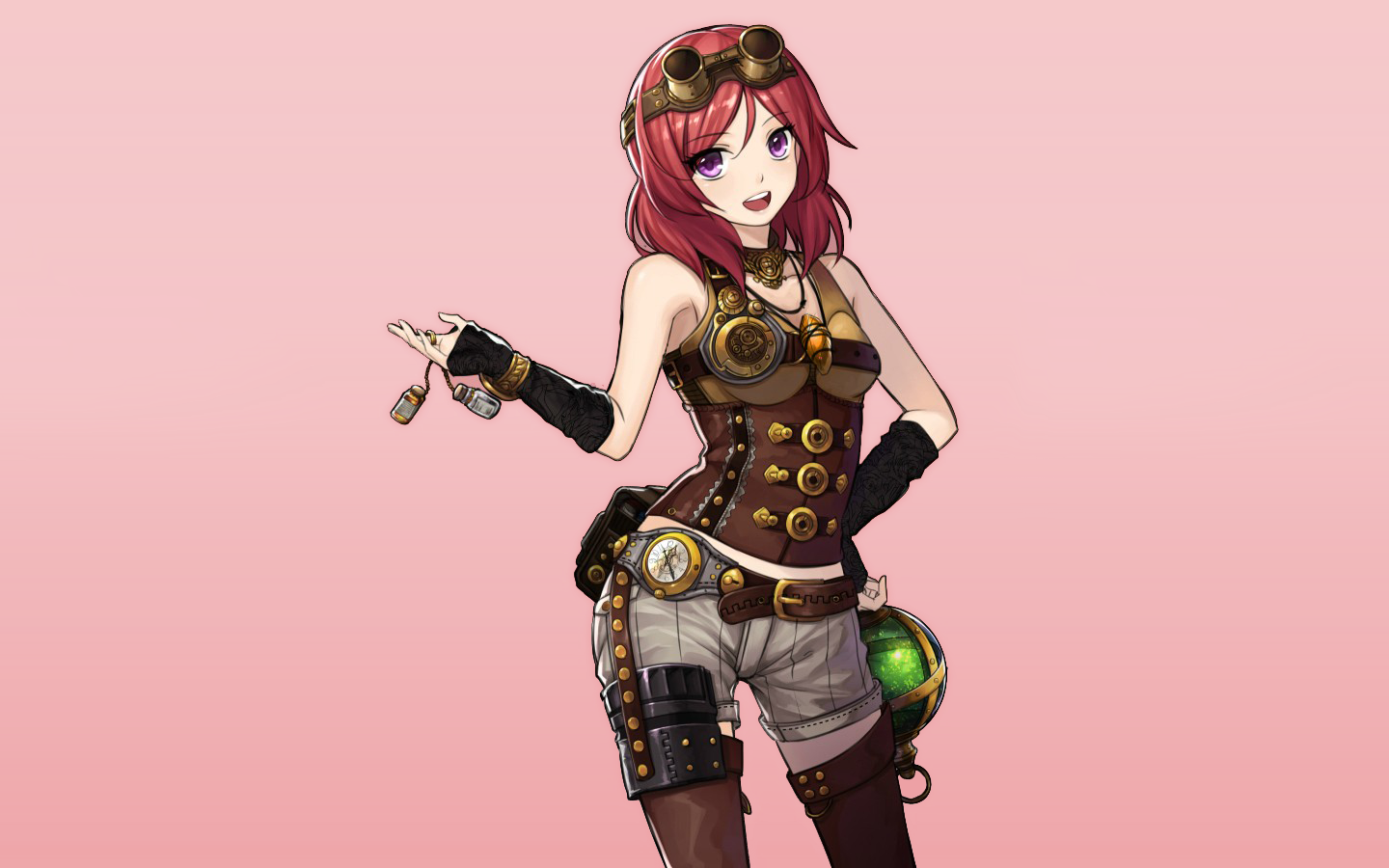 Nishikino Maki from Love Live! Steampunk Illustration HD Wallpaper
