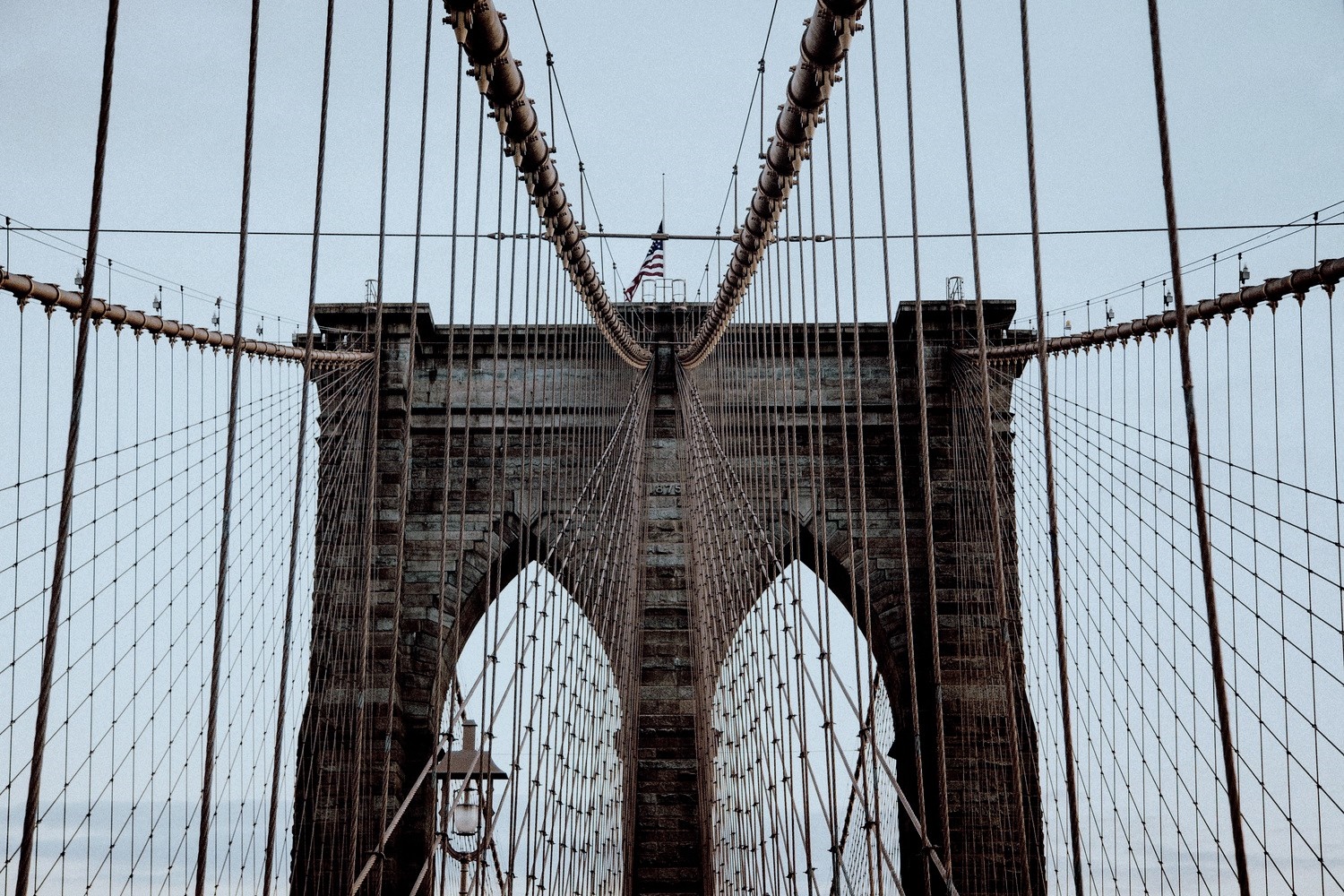 Brooklyn Bridge with American Flag HD Wallpaper