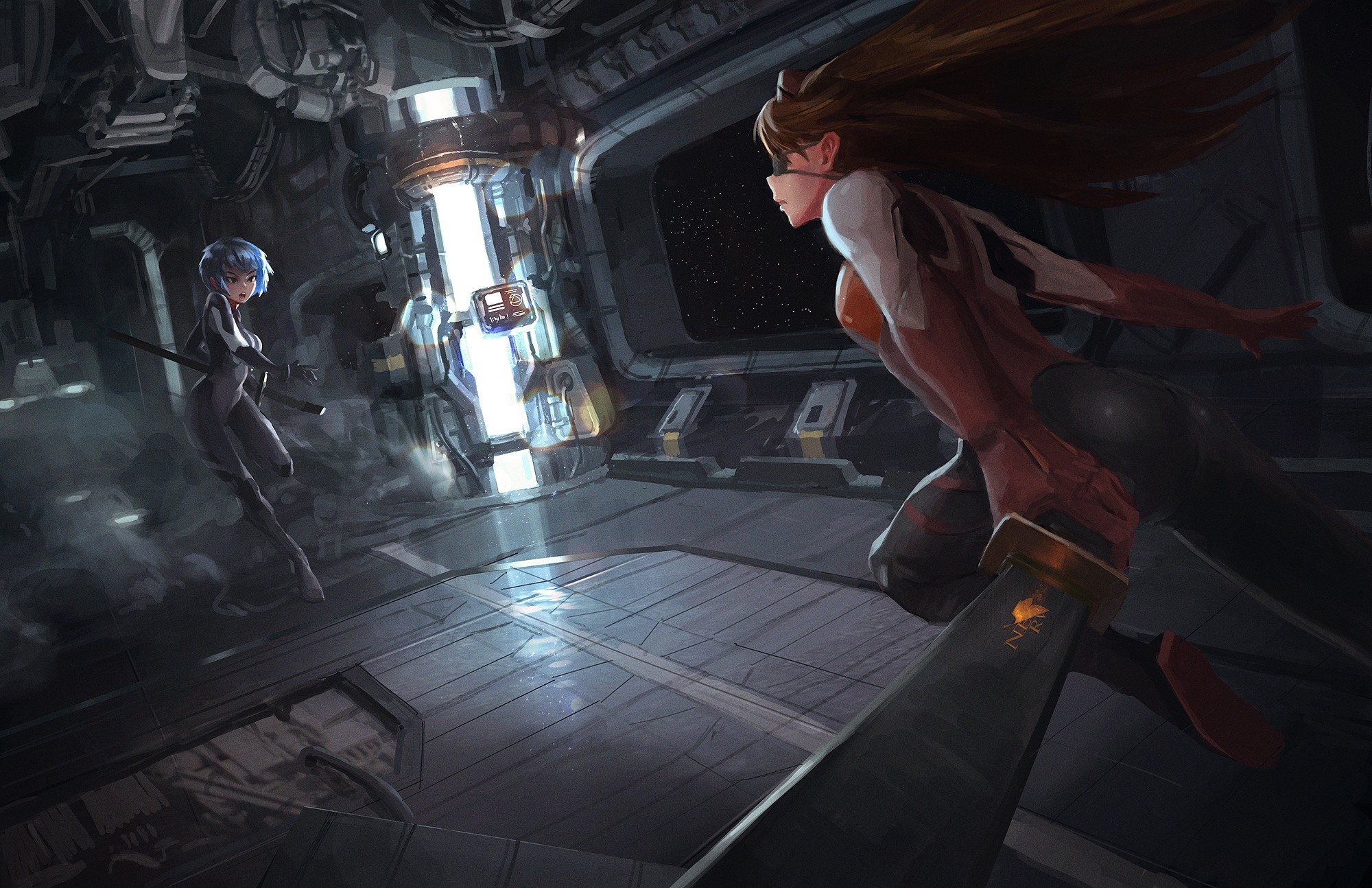 Asuka Langley Soryu and Rei Ayanami from Neon Genesis Evangelion HD Wallpaper