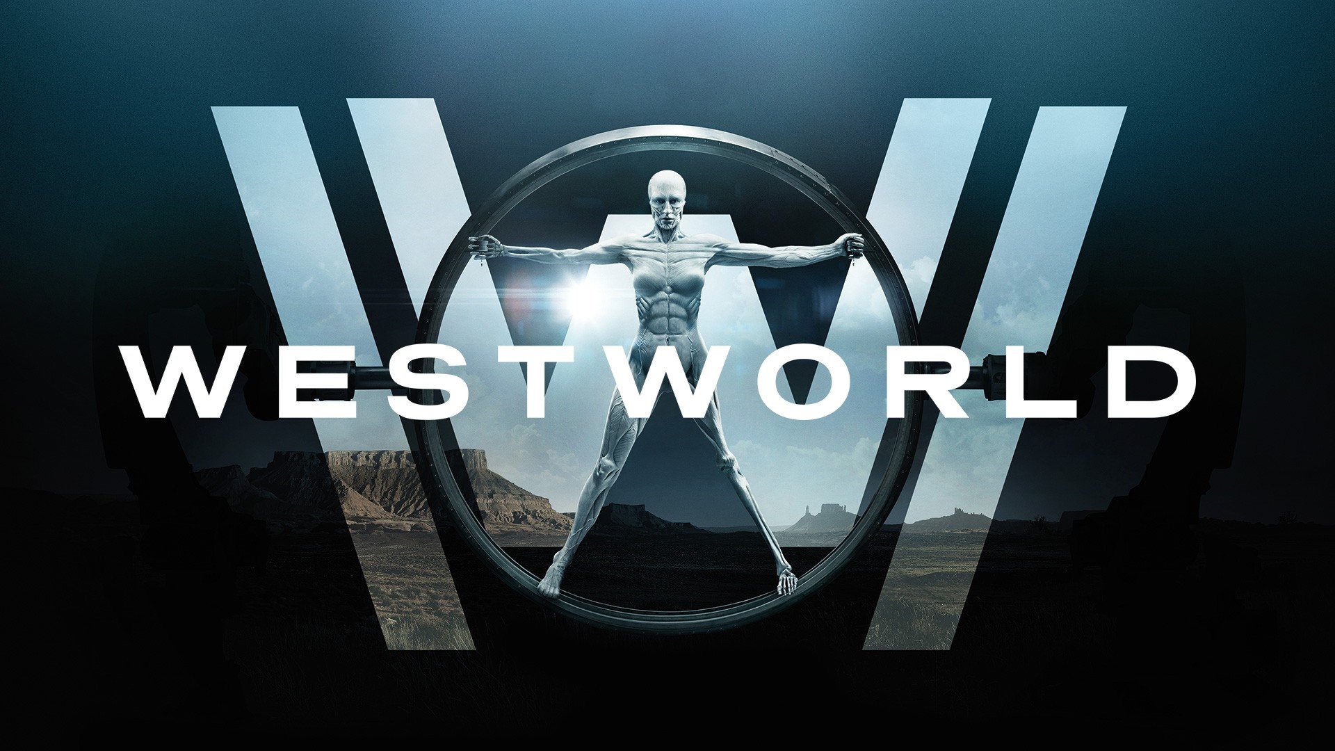 Westworld logo with android figure HD Wallpaper