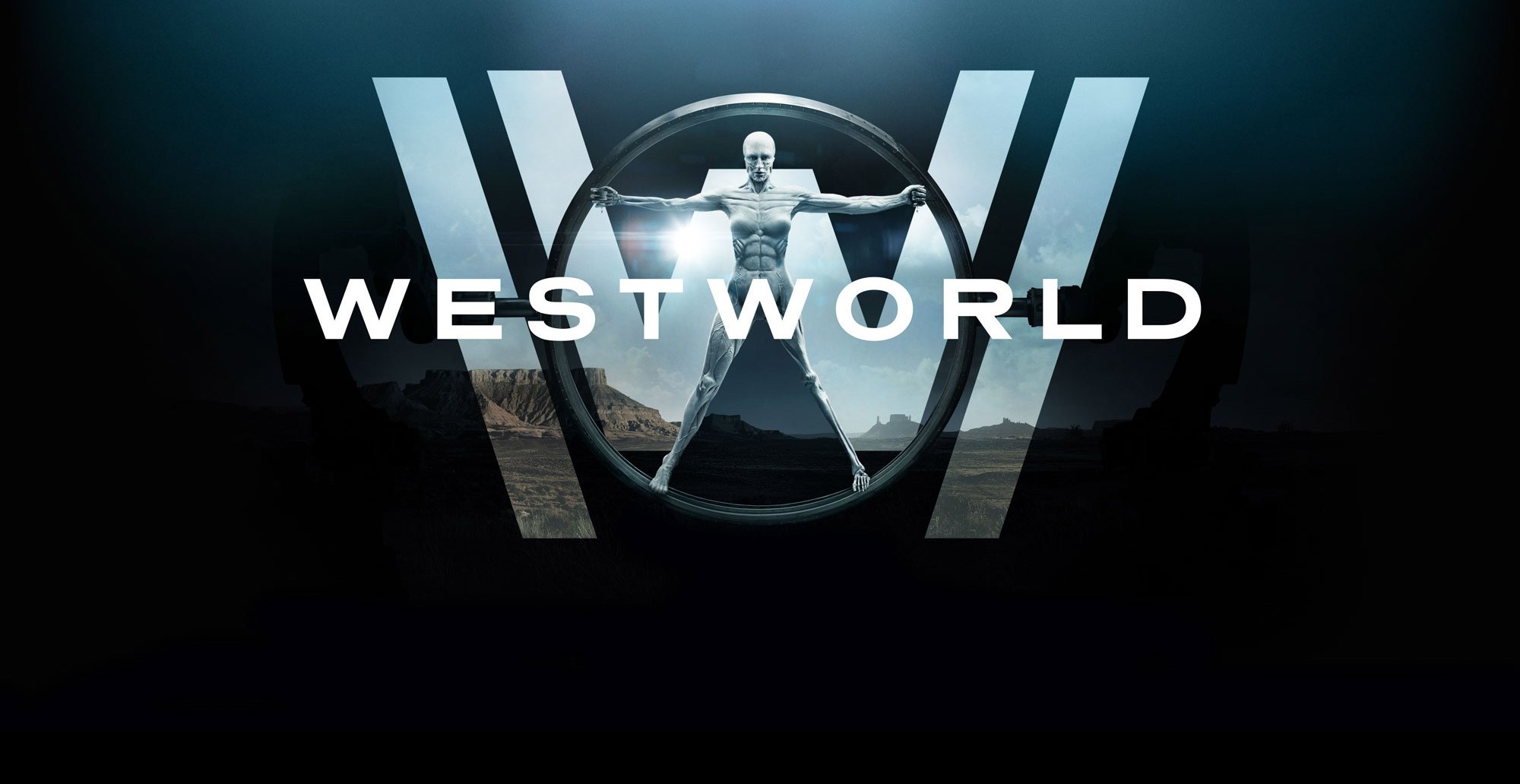Westworld logo with android figure HD Wallpaper