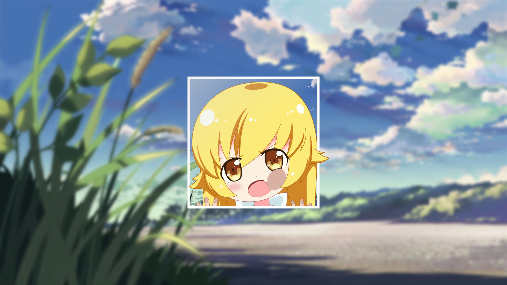 Oshino Shinobu from Monogatari Series chibi HD Wallpaper