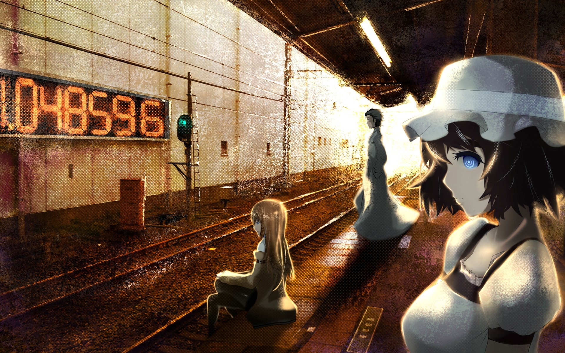 Makise Kurisu from Steins Gate at a train station HD Wallpaper