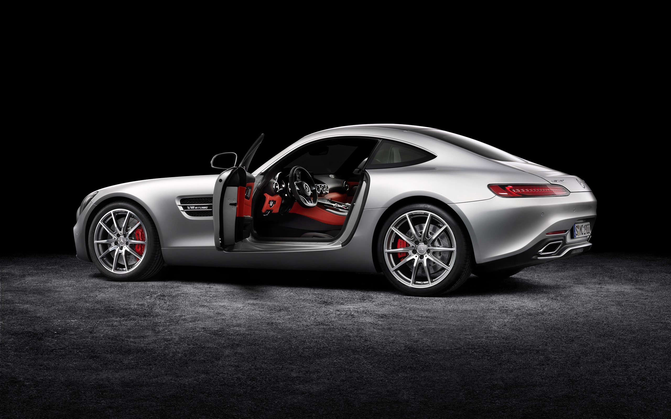 Silver Mercedes-AMG GT with Red Interior HD Wallpaper
