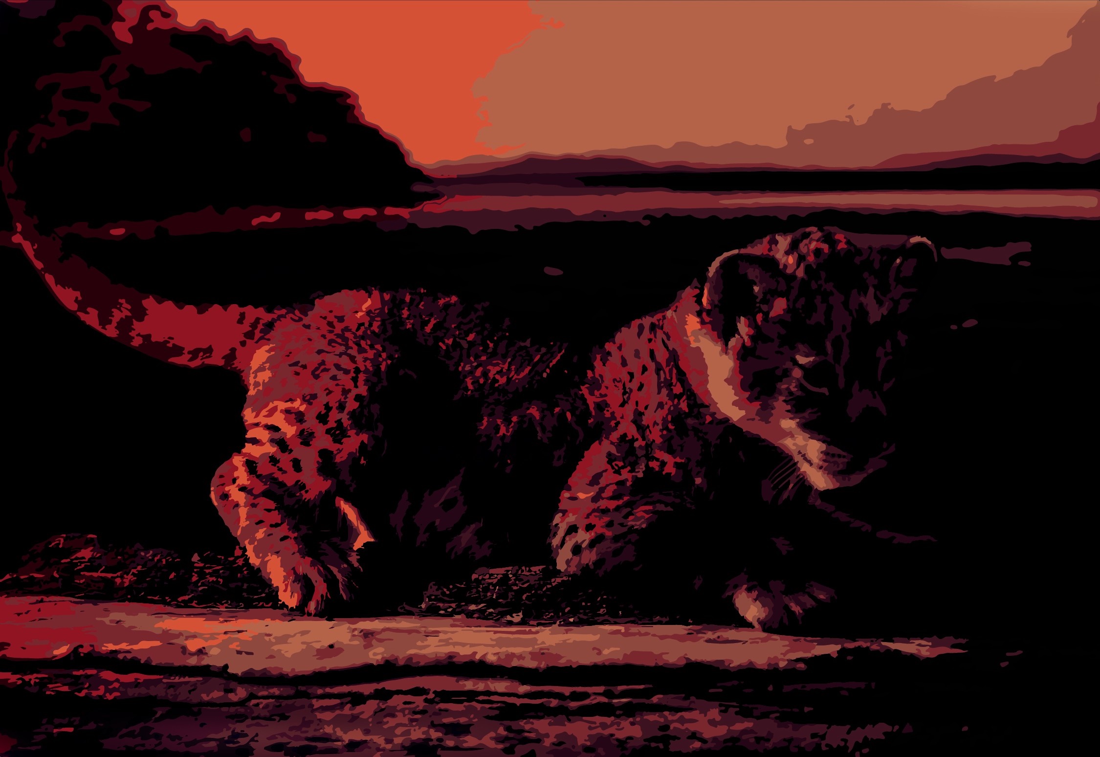 Illustration of a leopard cub in a savanna landscape HD Wallpaper