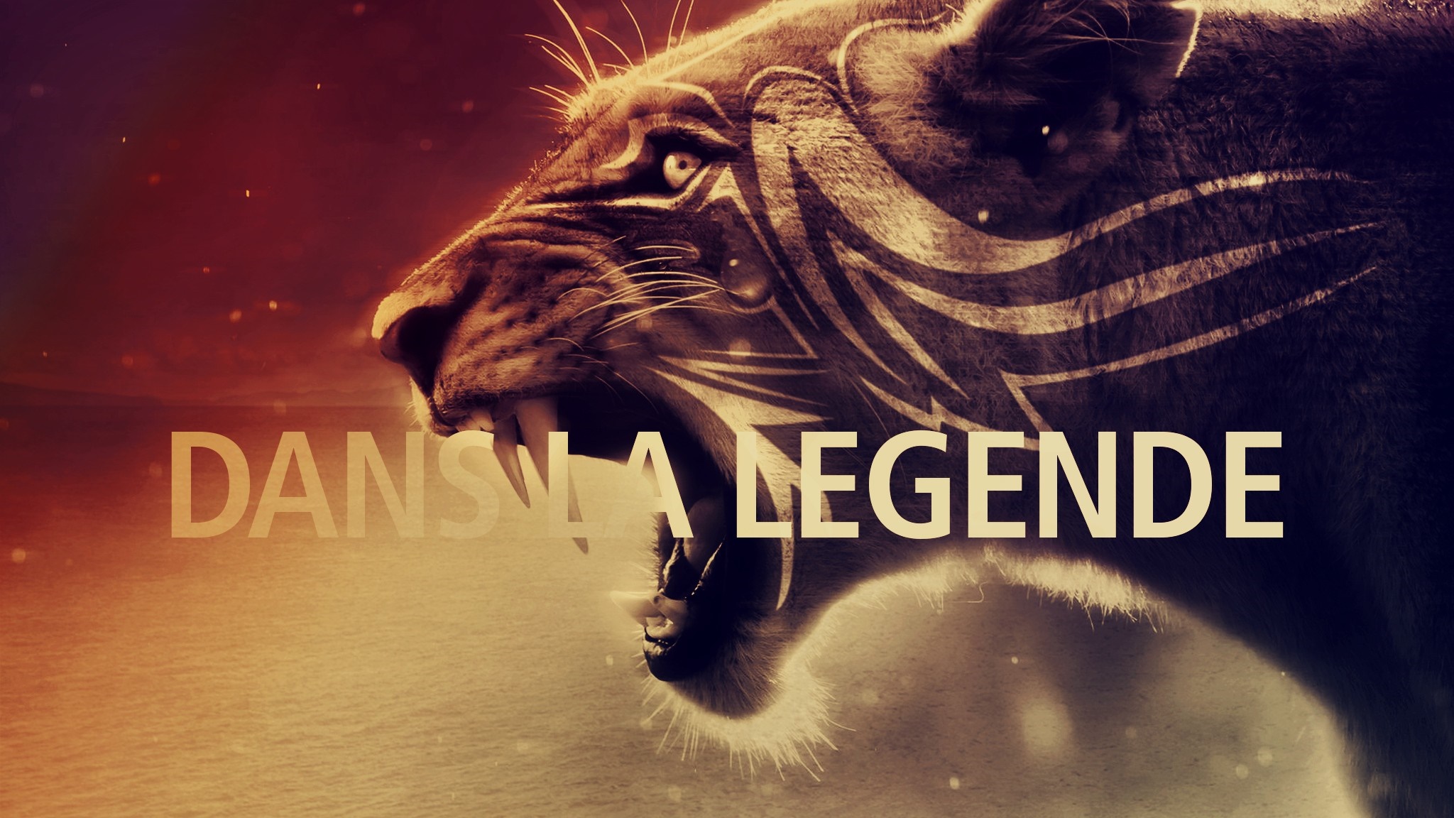 Illustration of a roaring tiger with tribal markings HD Wallpaper