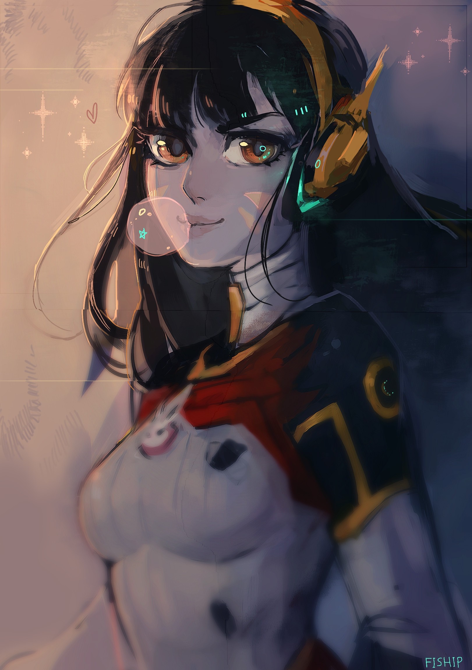 D.Va from Overwatch blowing bubble gum HD Wallpaper