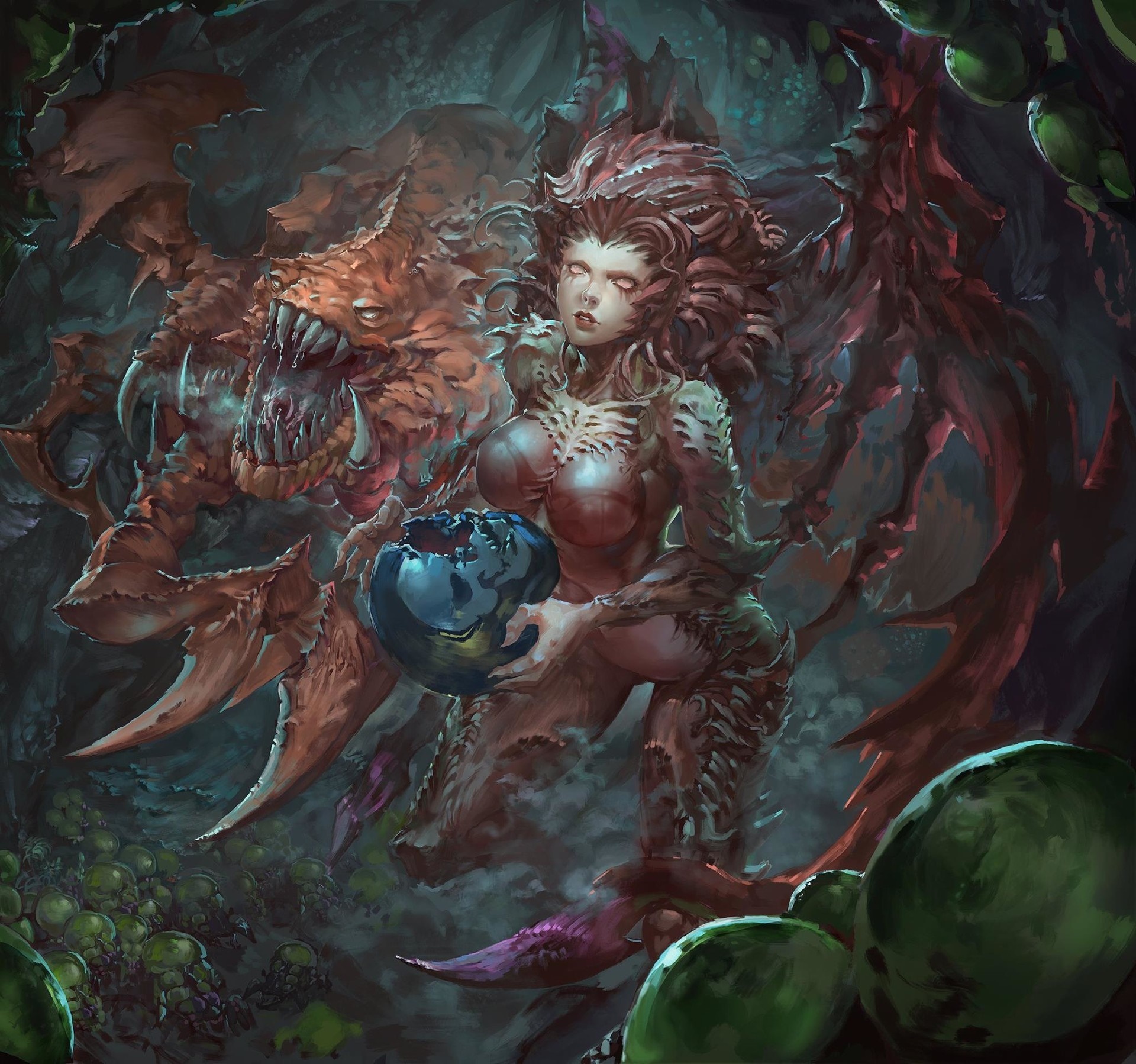 Kerrigan from Heroes of the Storm holding the Earth HD Wallpaper